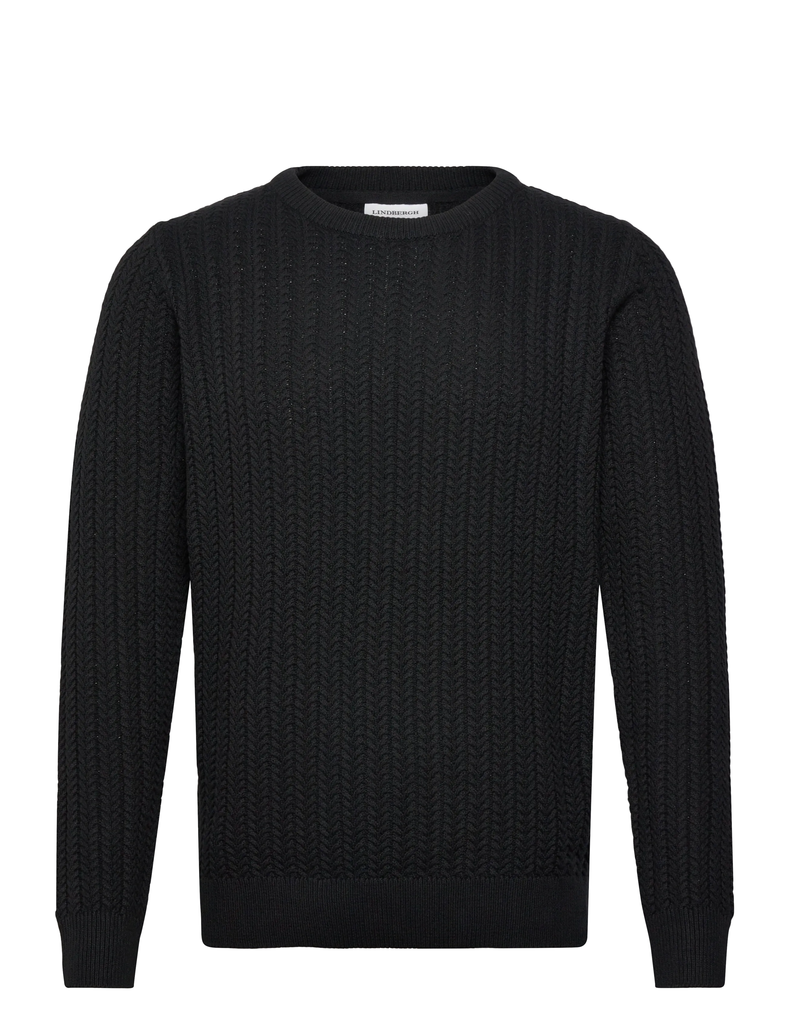 Lindbergh Recycle structure knit o-neckRecycle structure knit o-neck - Rund hals - BLACK / black