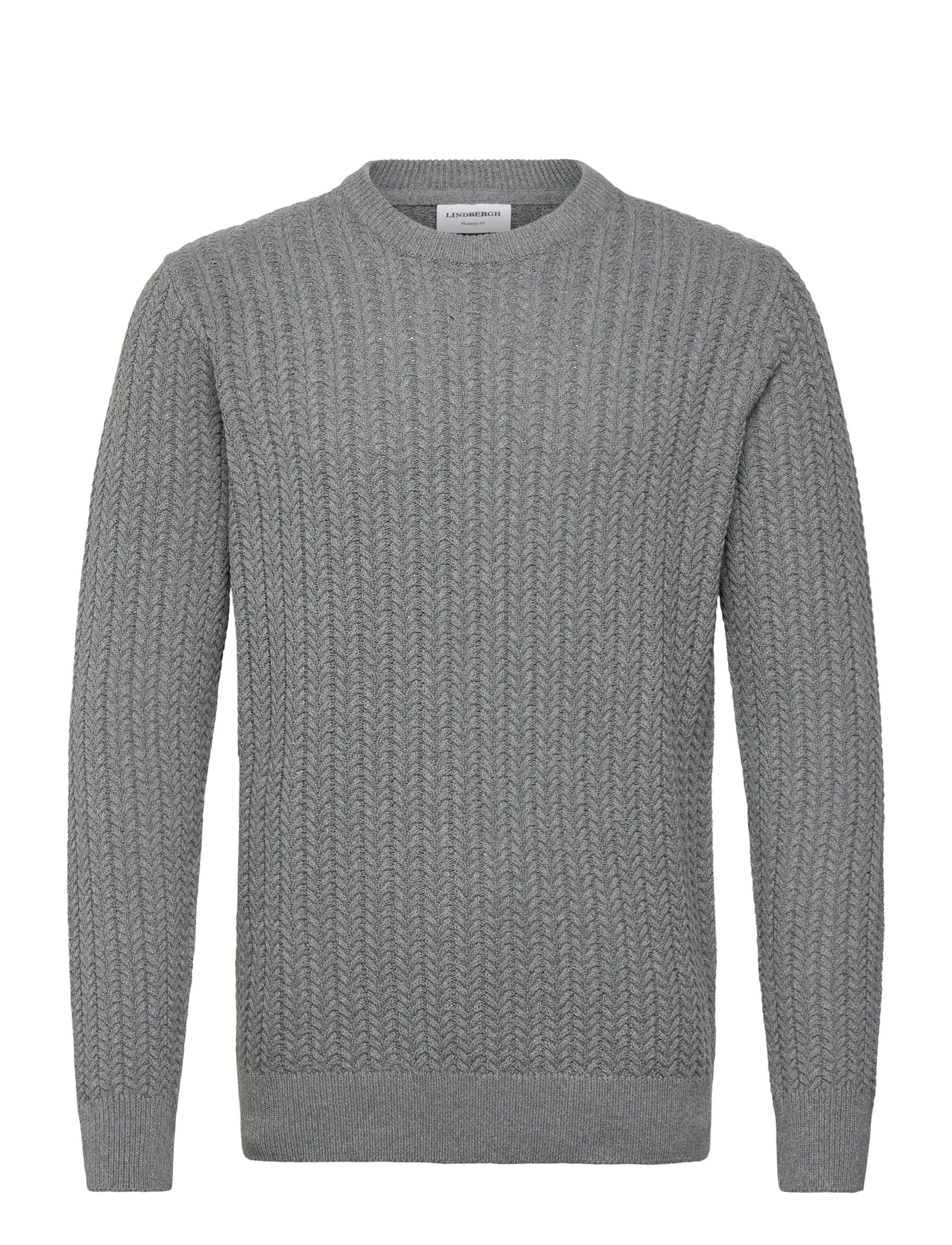 LINDBERGH Recycle Structure Knit O-Neckrecycle Structure Knit O-Neck Grau - M - Herren