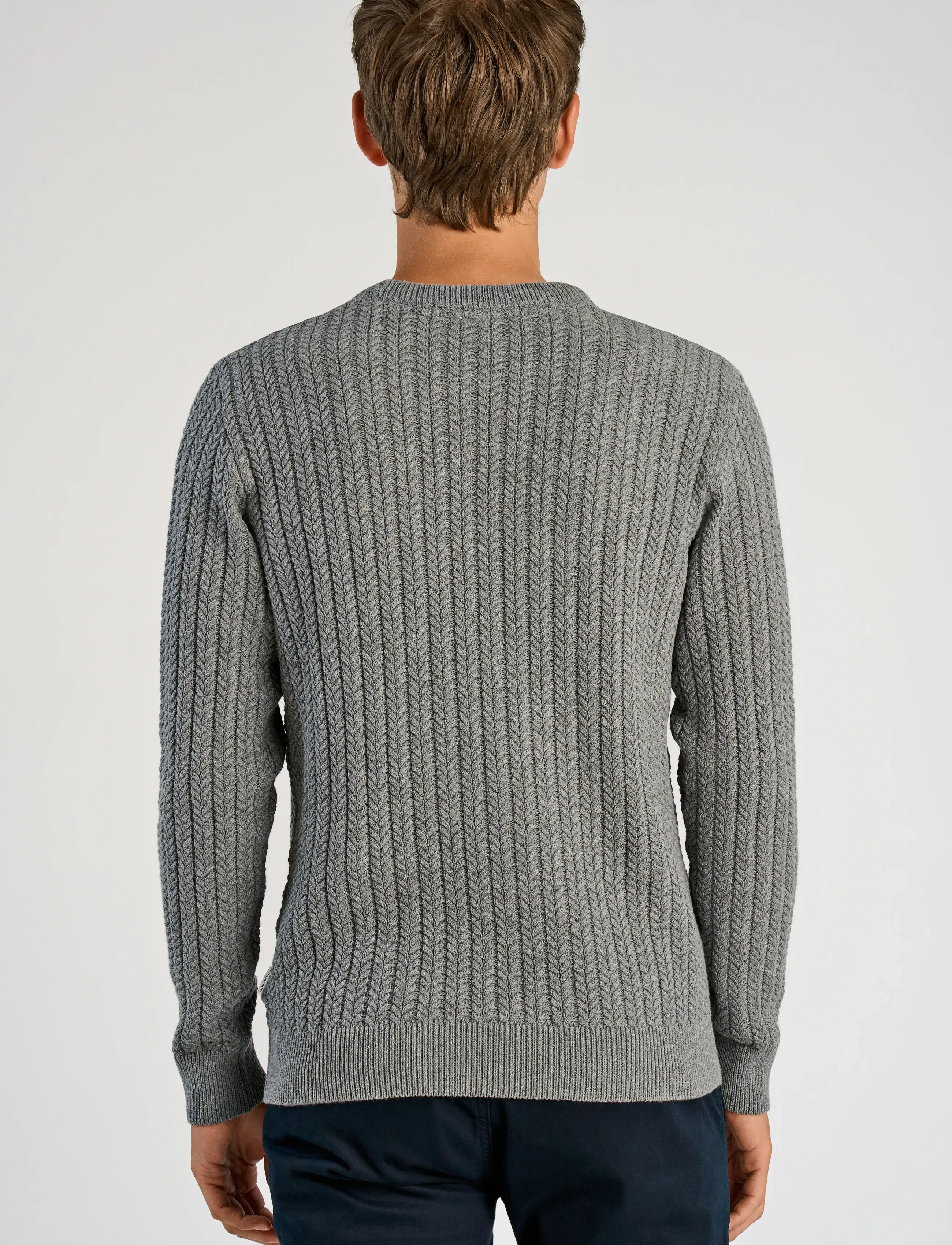Lindbergh - Recycle structure knit o-neckRecycle structure knit o-neck - rund hals - dk grey - 3