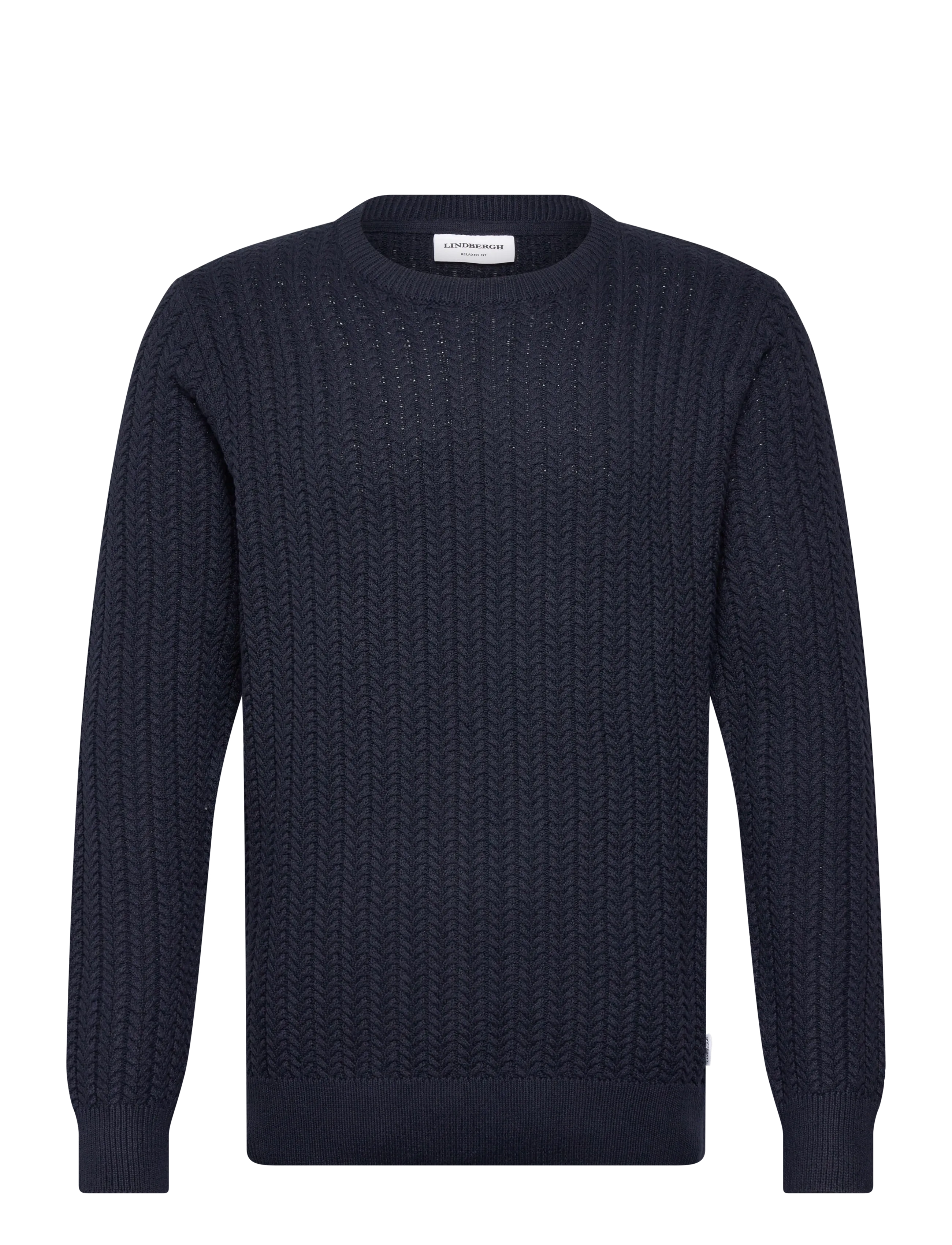 Lindbergh Recycle structure knit o-neckRecycle structure knit o-neck - Knitted round necks - NAVY / navy