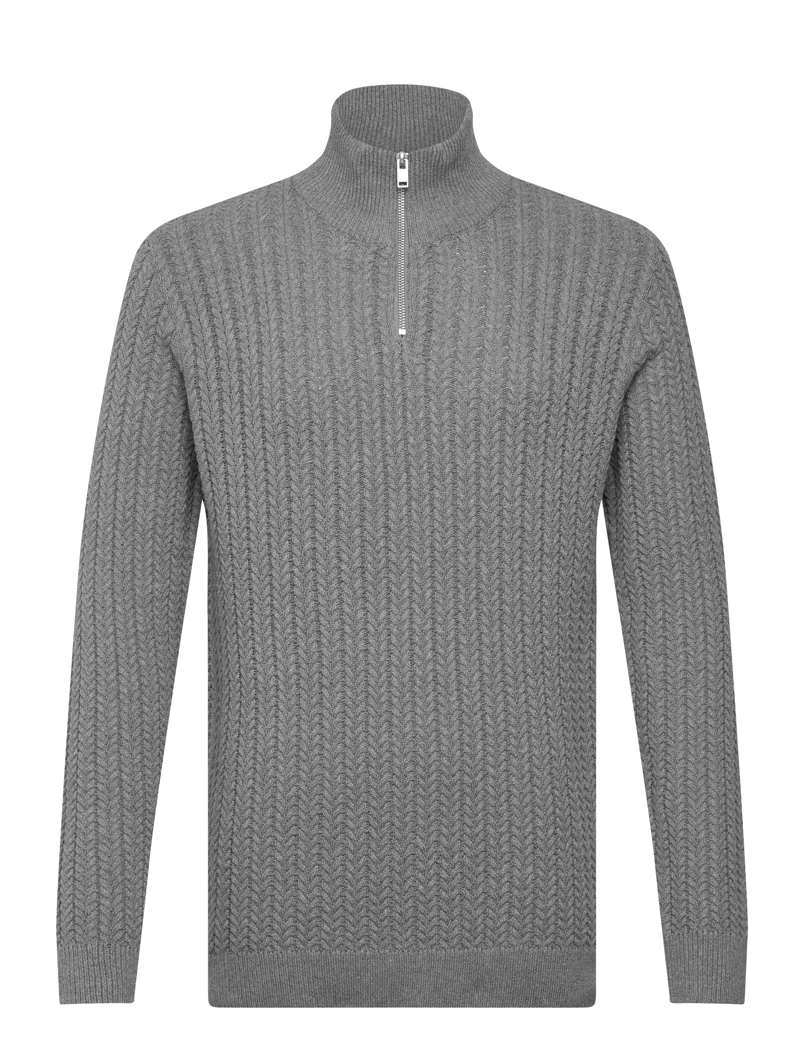 Lindbergh Recycle structure knit 1/2 zipRecycle structure knit 1/2 zip - Neuleet - DK GREY / grey