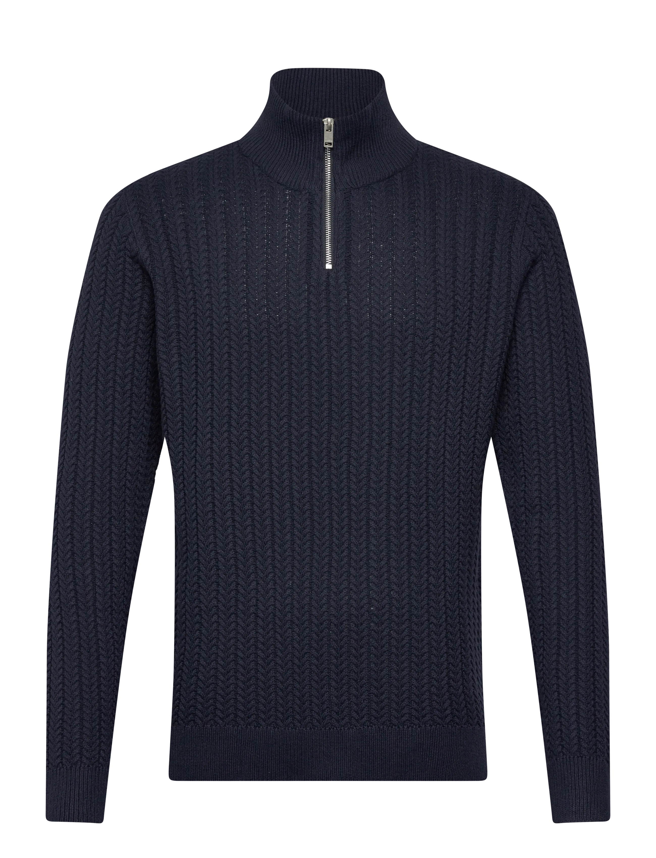 Lindbergh Recycle structure knit 1/2 zipRecycle structure knit 1/2 zip - Lindbergh - NAVY / navy