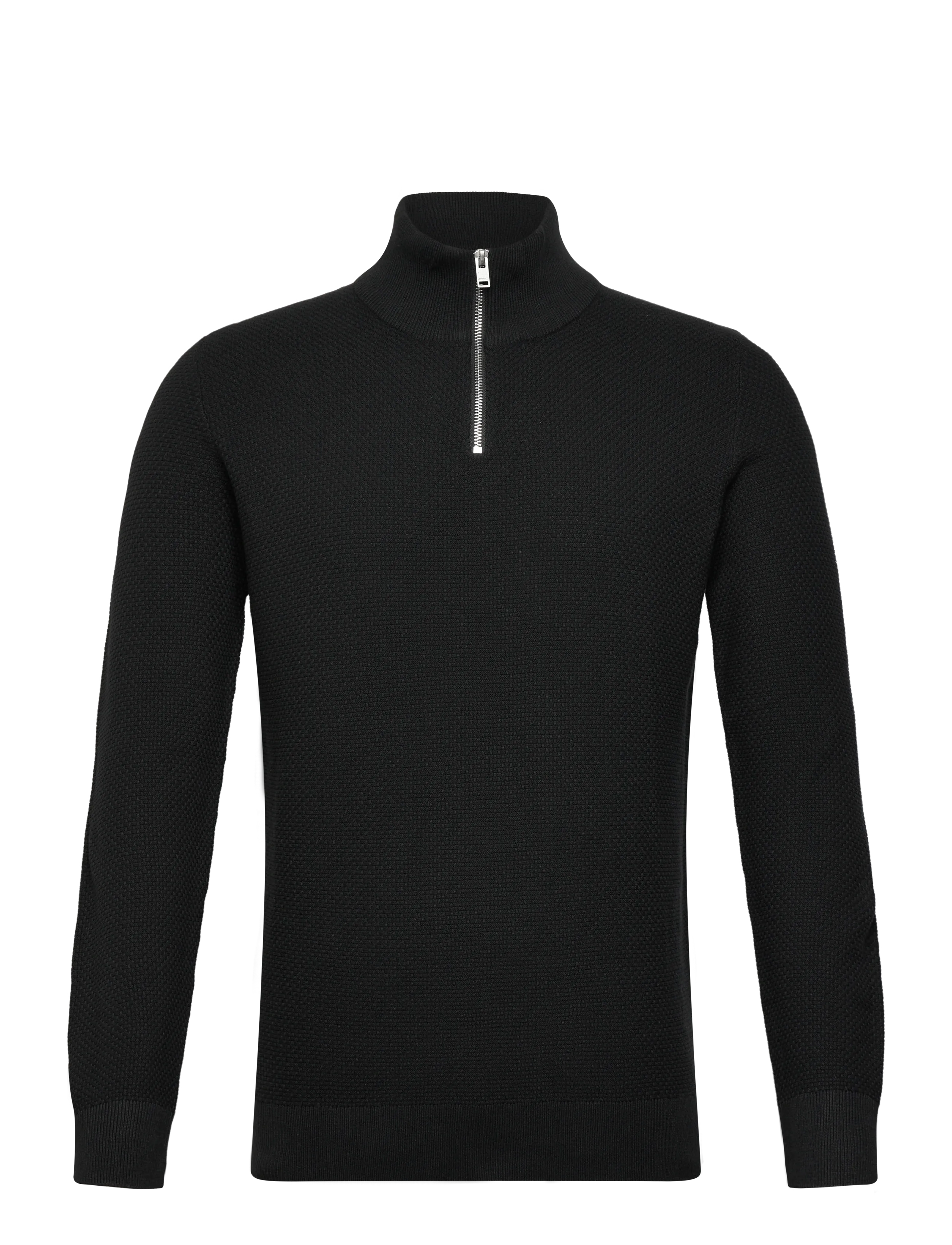 Lindbergh Recycle structure knit 1/2 zipRecycle structure knit 1/2 zip - Lindbergh - BLACK / black