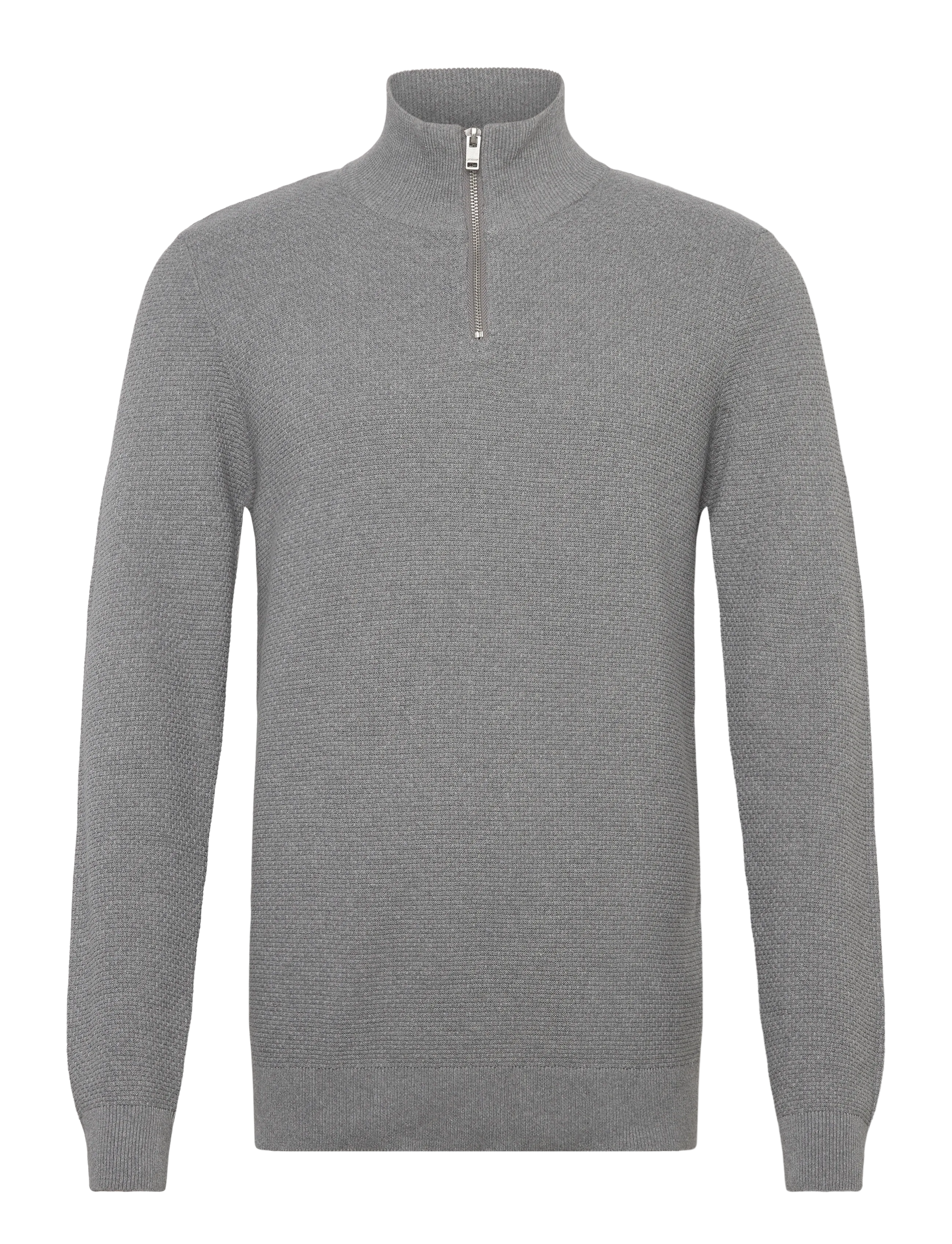 Lindbergh - Recycle structure knit 1/2 zipRecycle structure knit 1/2 zip - dk grey - 1