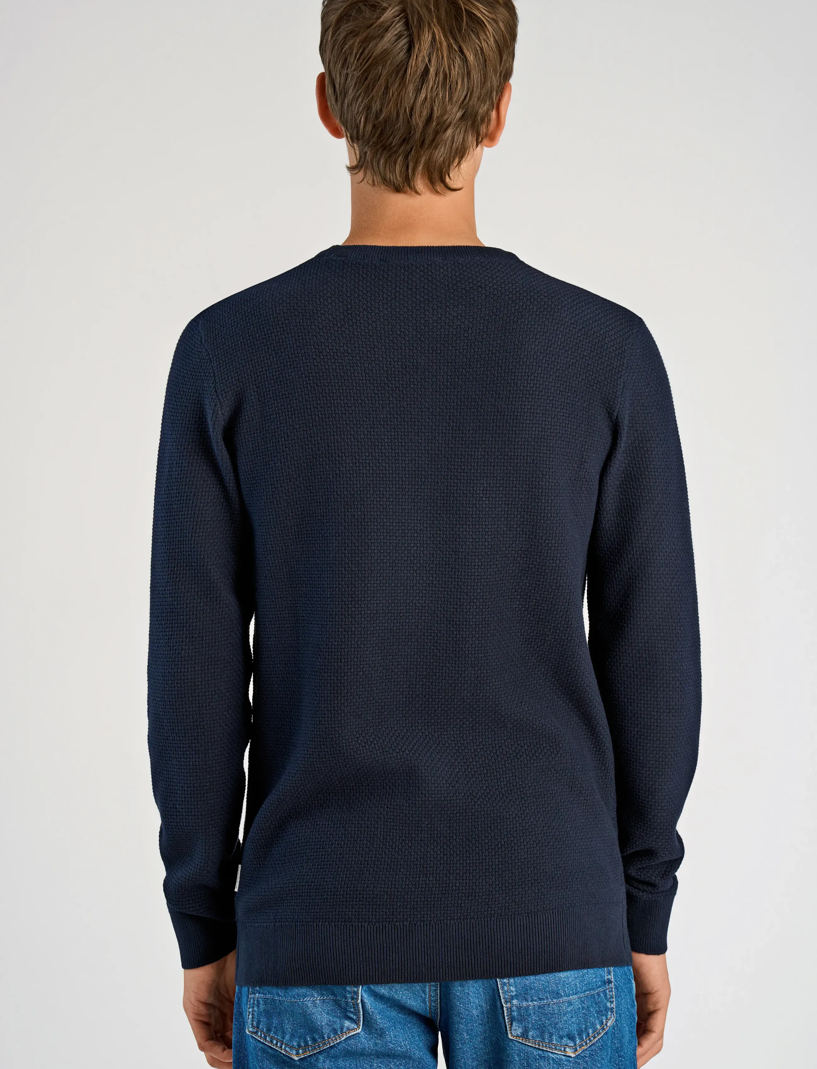 Lindbergh - Recycle structure knit jumper - langærmede t-shirts - navy - 3