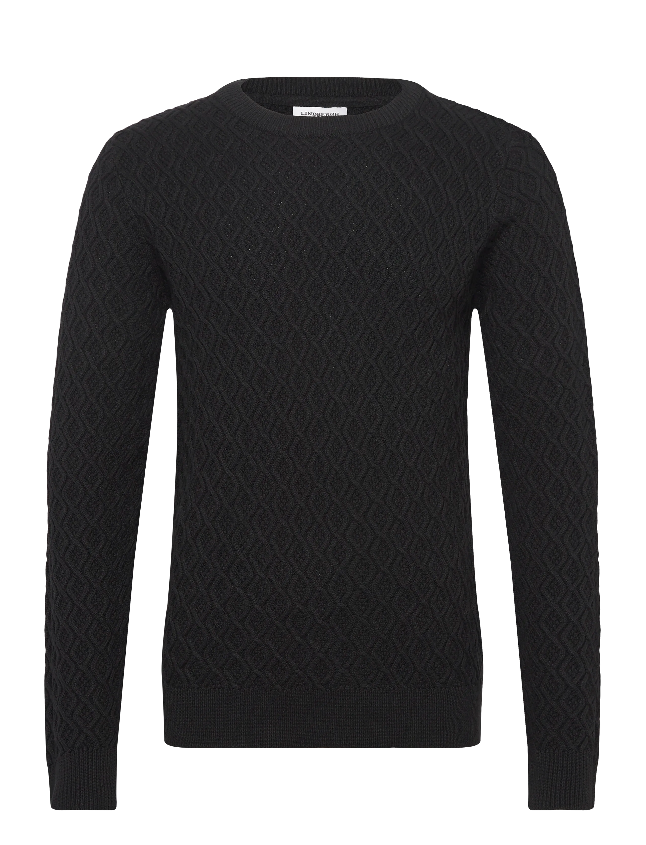 Recycle structure knit O-neckRecycle structure knit O-neck - BLACK
