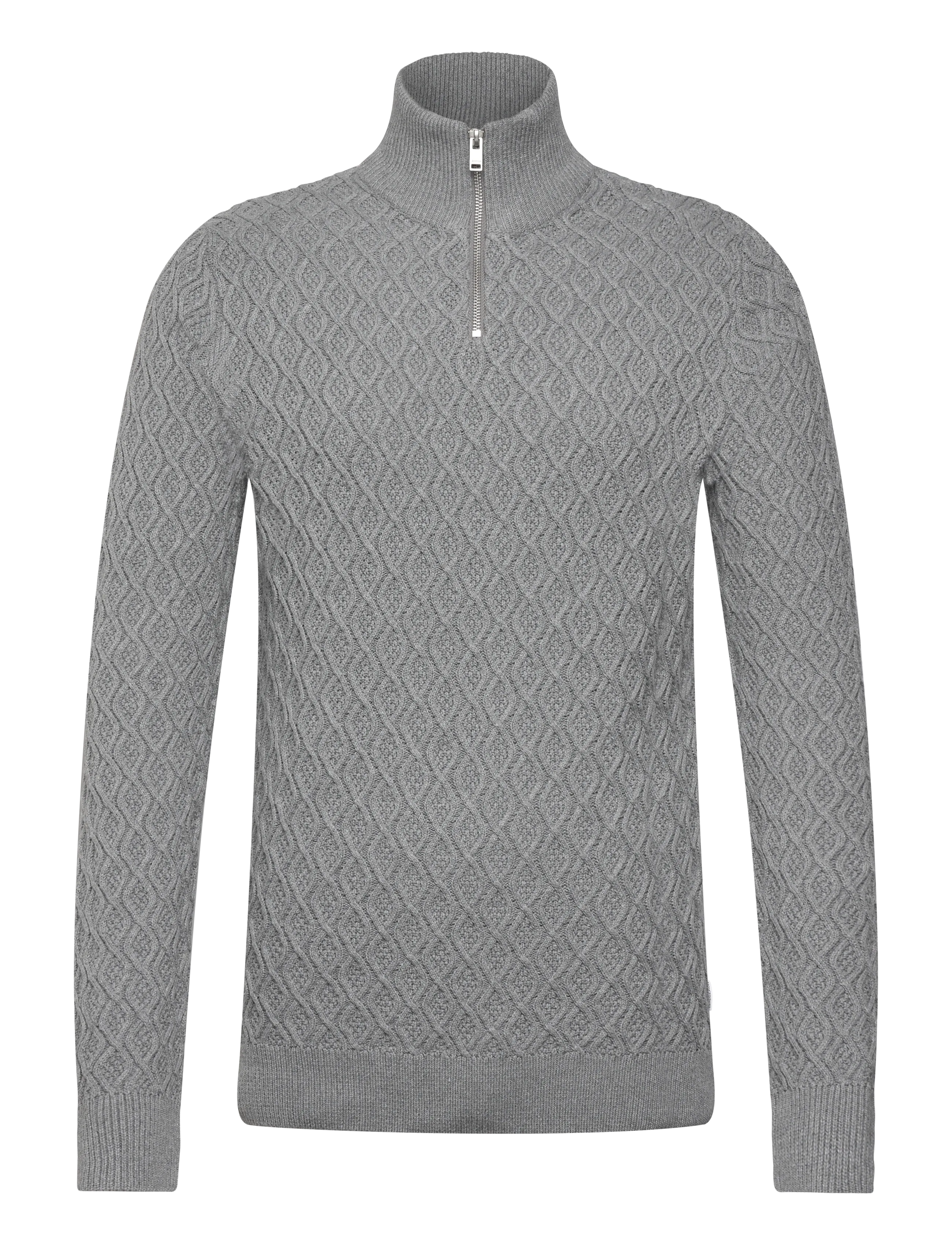 LINDBERGH Recycle Structure Knit 1/2 Ziprecycle Structure Knit 1/2 Zip Grau - M - Herren
