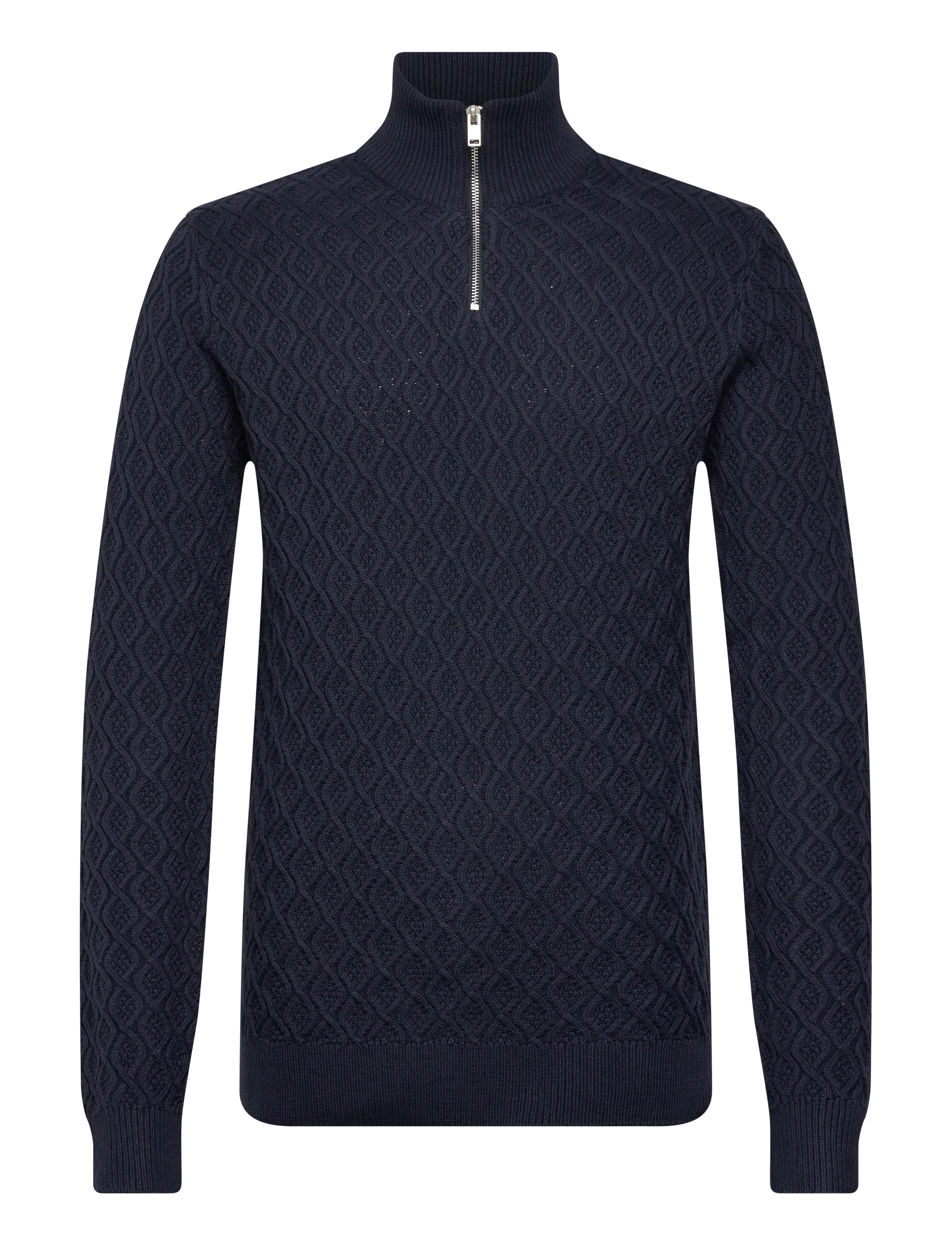 Recycle structure knit 1/2 zipRecycle structure knit 1/2 zip - NAVY