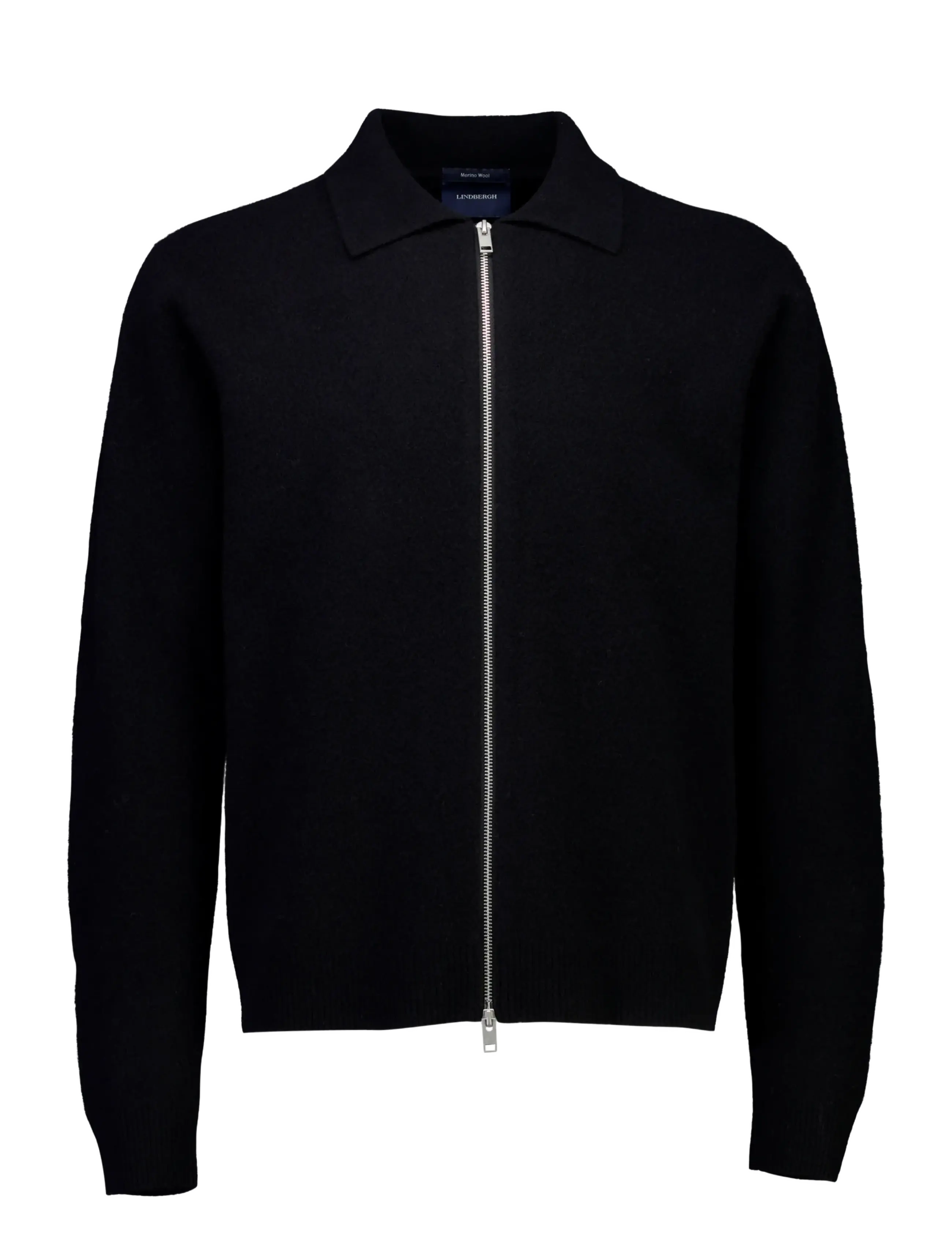 Lindbergh Boiled wool zip cardigan - Riided - BLACK / black