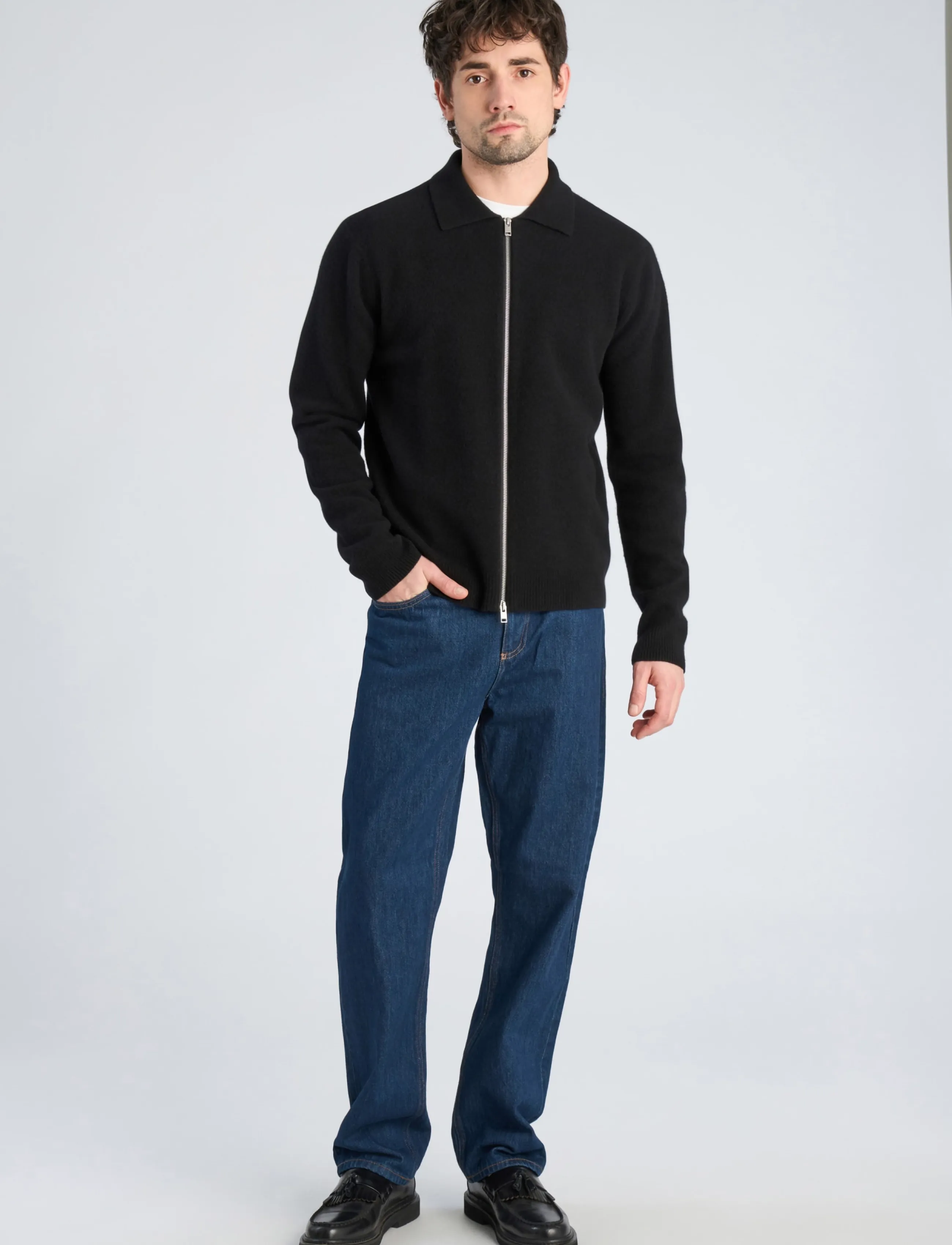 Boiled Wool Zip Cardigan