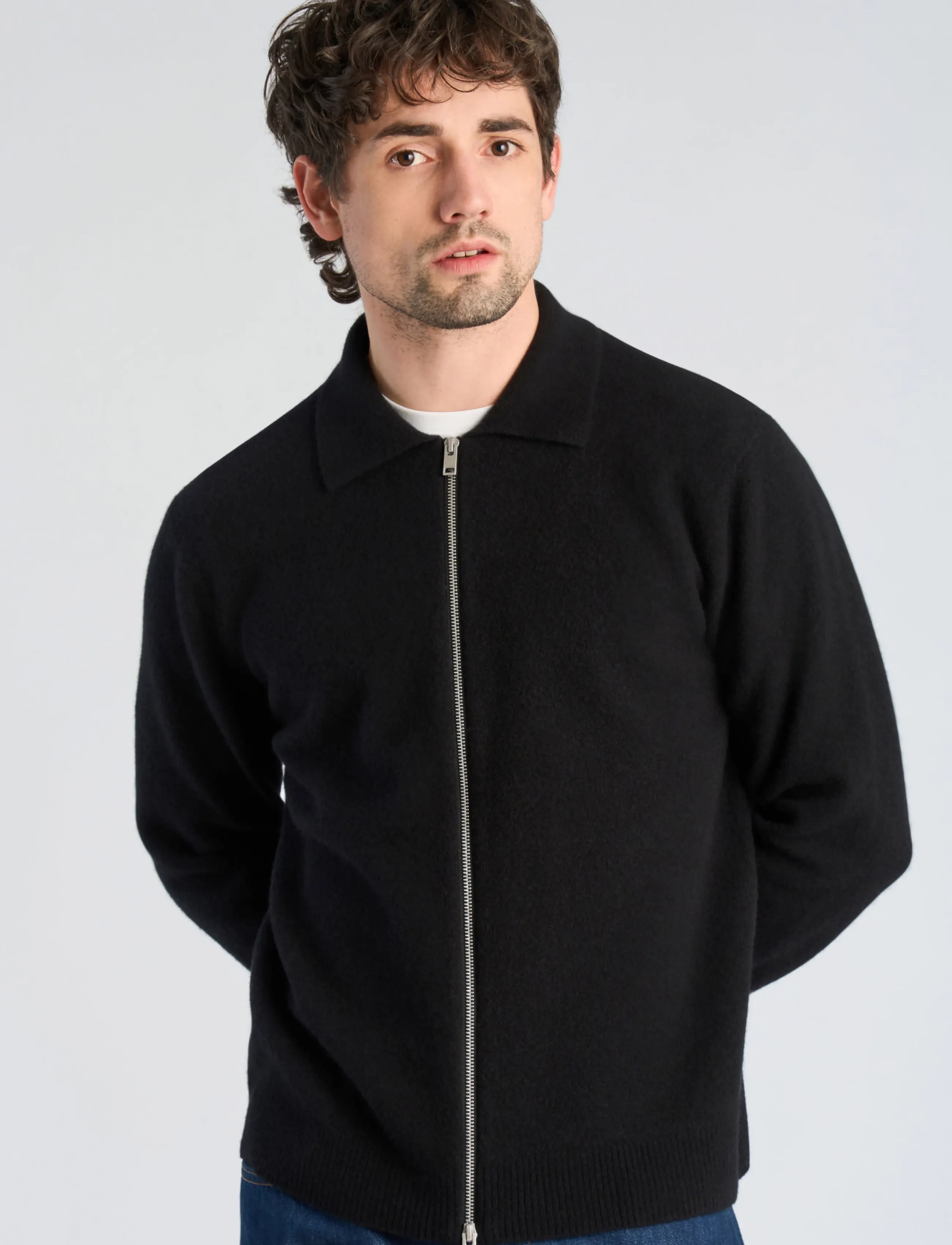 Lindbergh - Boiled wool zip cardigan - kardiganid - black - 3