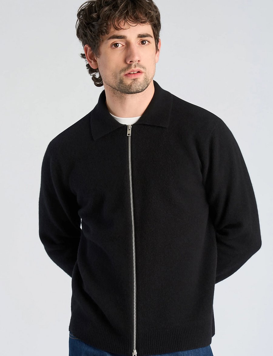 Lindbergh - Boiled wool zip cardigan - kardiganid - black - 3