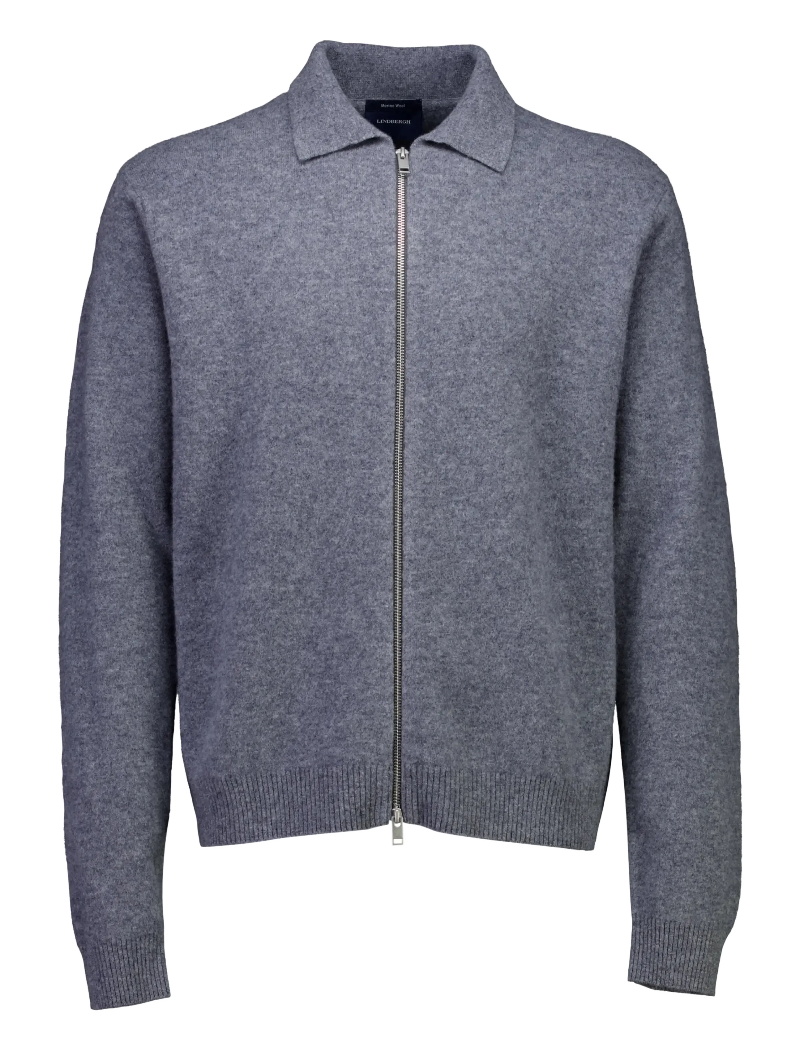 Lindbergh Boiled wool zip cardigan - Riided - GREY MEL / grey
