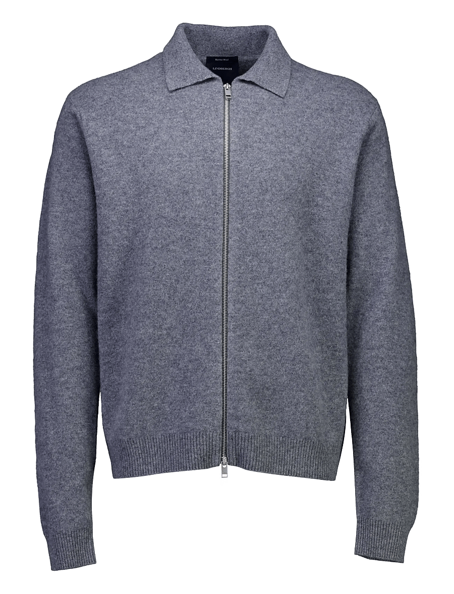 Lindbergh - Boiled wool zip cardigan - kardiganid - grey mel - 1