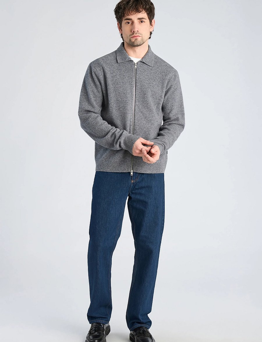 Lindbergh - Boiled wool zip cardigan - kardiganid - grey mel - 0