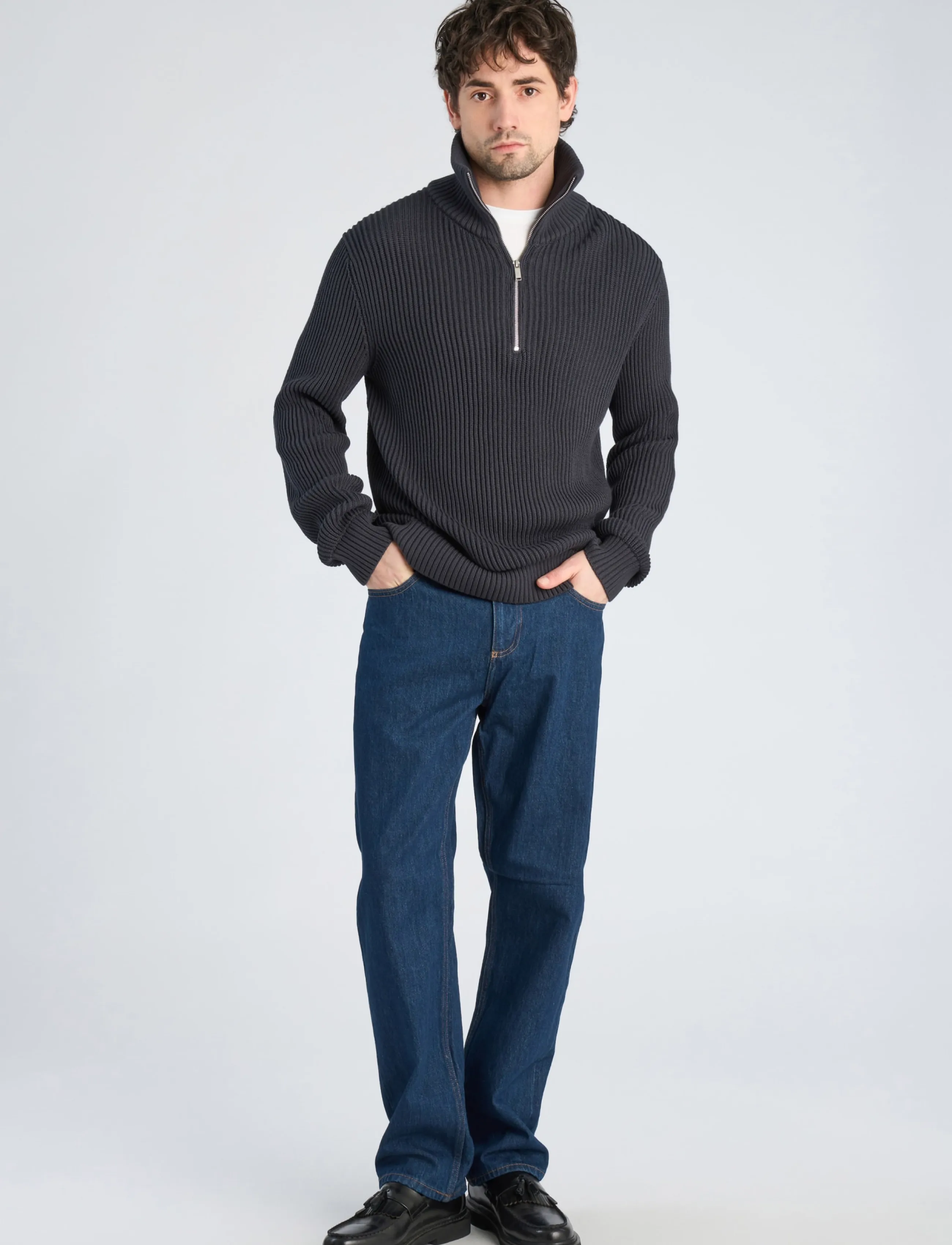Lindbergh - Half zip knit jumper - half zip jumpers - dk navy - 0