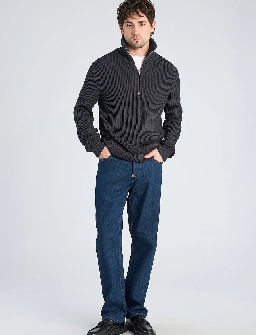 Lindbergh - Half zip knit jumper - half zip jumpers - dk navy - 0