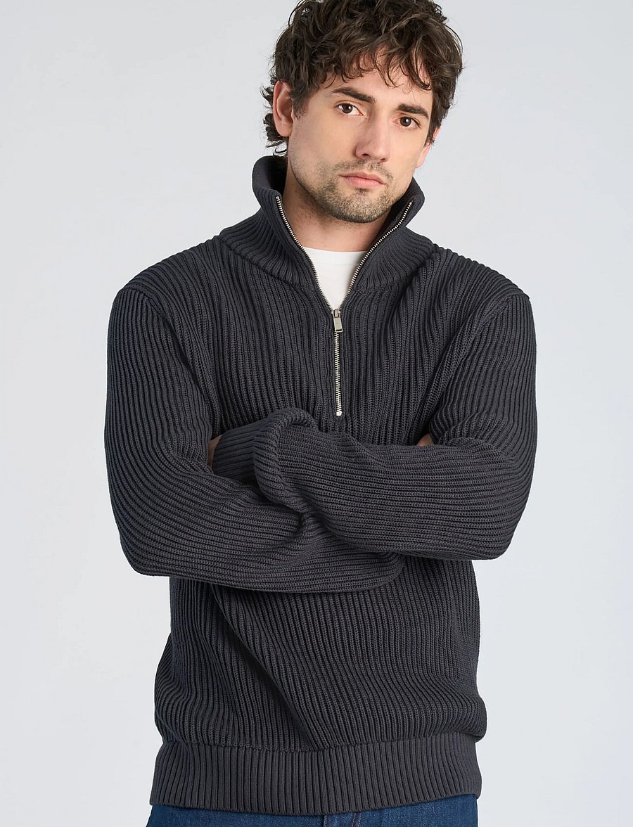 Lindbergh - Half zip knit jumper - half zip jumpers - dk navy - 3