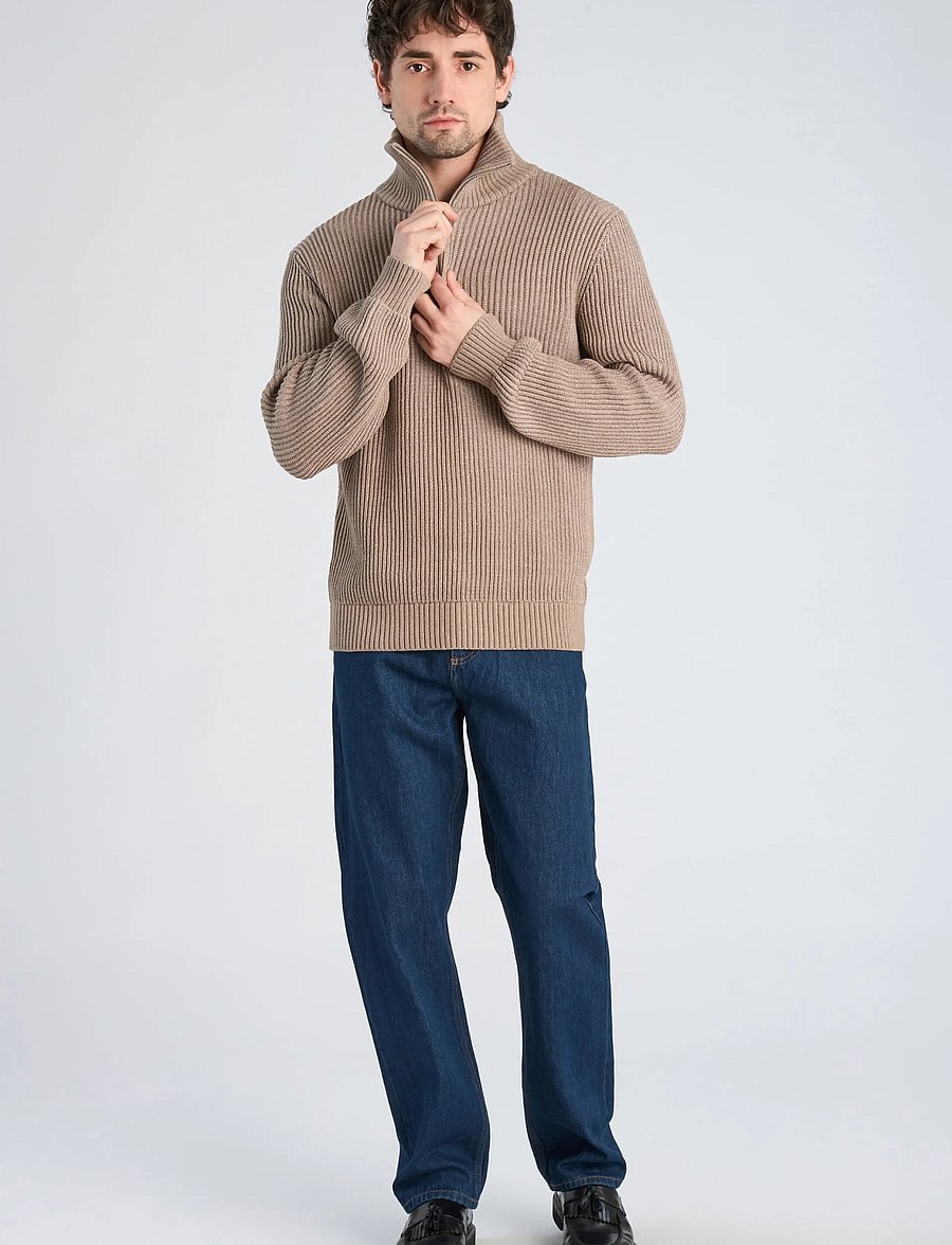 Lindbergh - Half zip knit jumper - poolpika lukuga džemprid - lt sand mix - 0