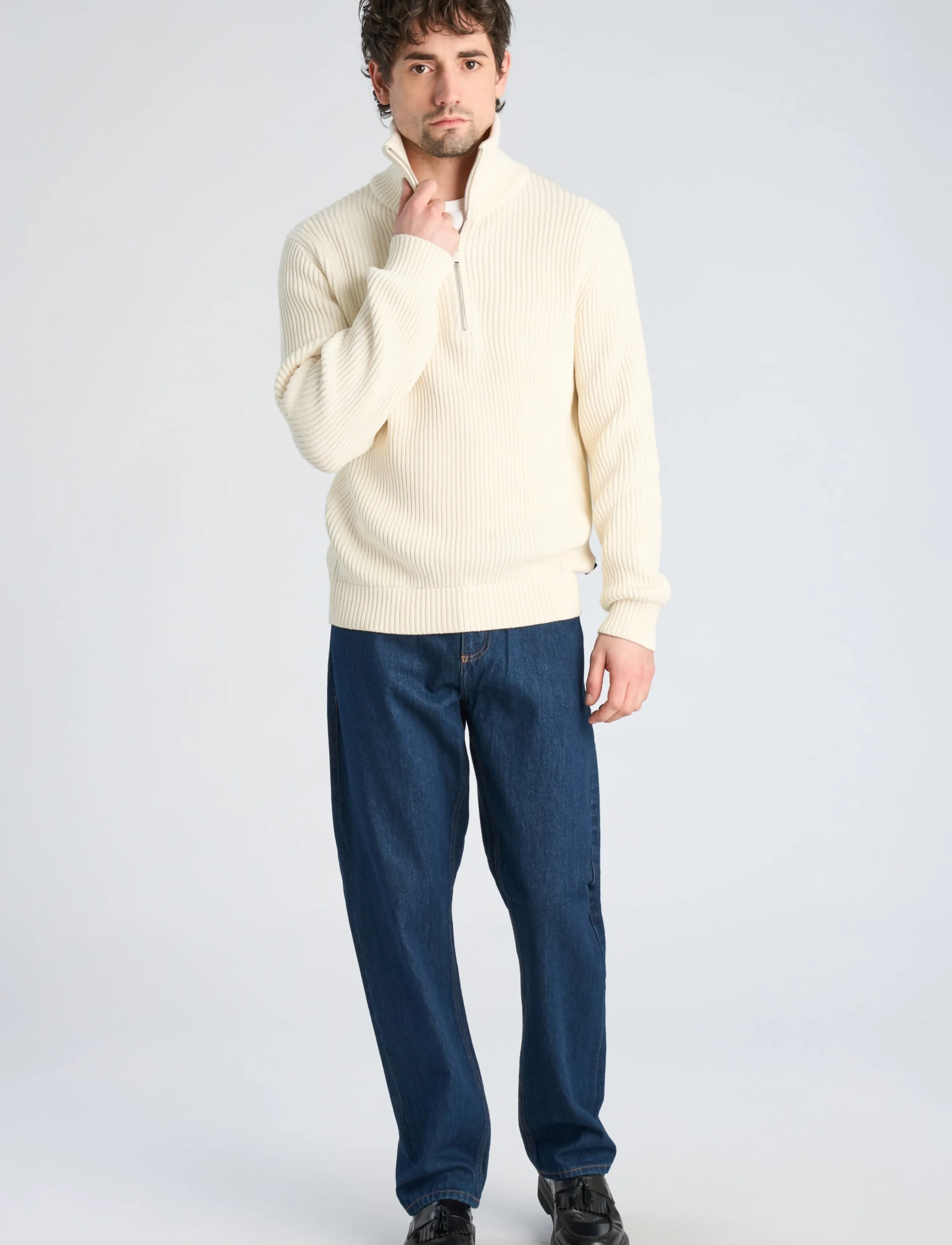 Lindbergh - Half zip knit jumper - poolpika lukuga džemprid - off white - 0