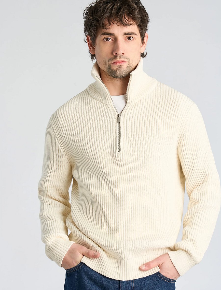 Lindbergh - Half zip knit jumper - poolpika lukuga džemprid - off white - 3