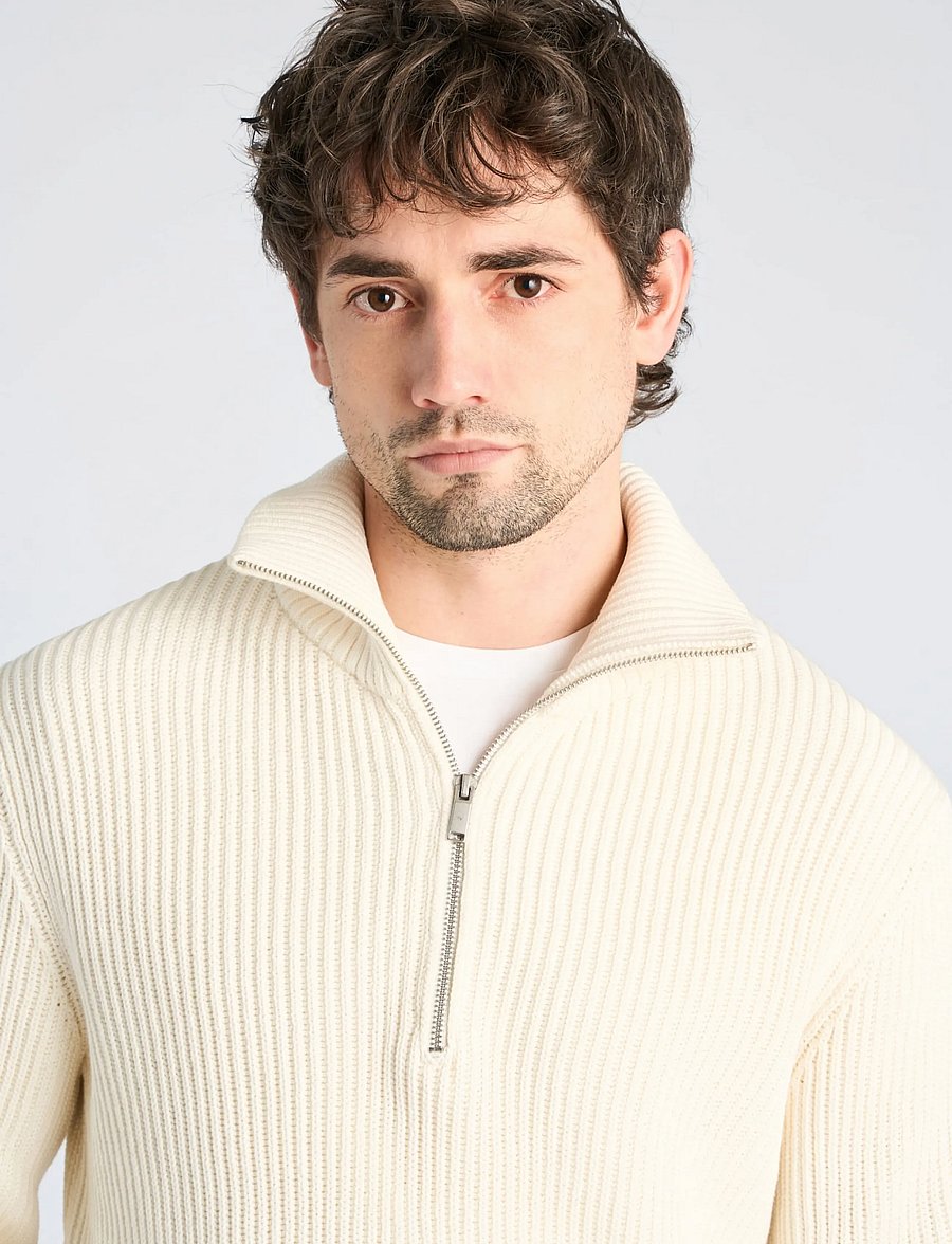Lindbergh - Half zip knit jumper - poolpika lukuga džemprid - off white - 5