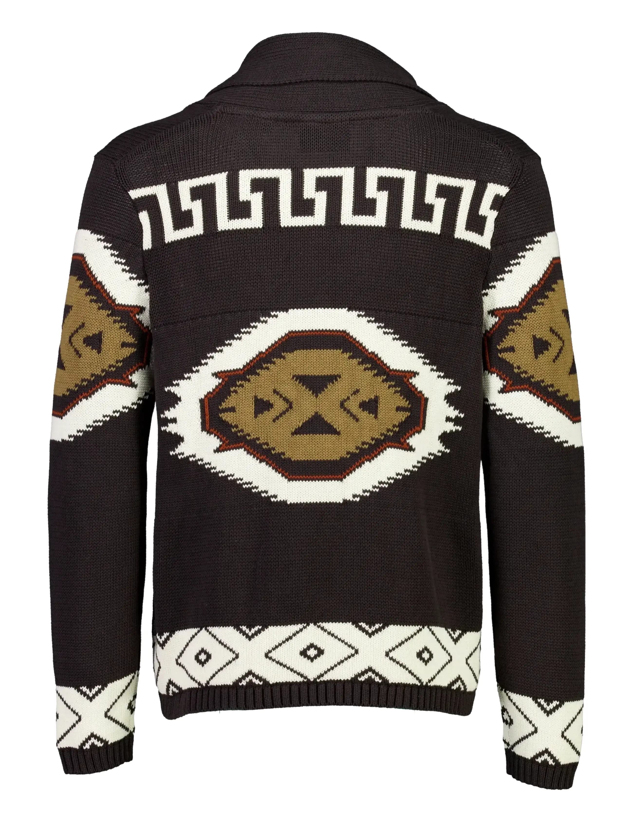 Lindbergh - Shawl collar intarsia cardigan - dk brown - 2