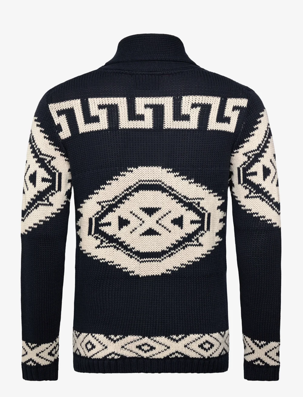 Lindbergh - Shawl collar intarsia cardigan - kardiganid - navy - 1