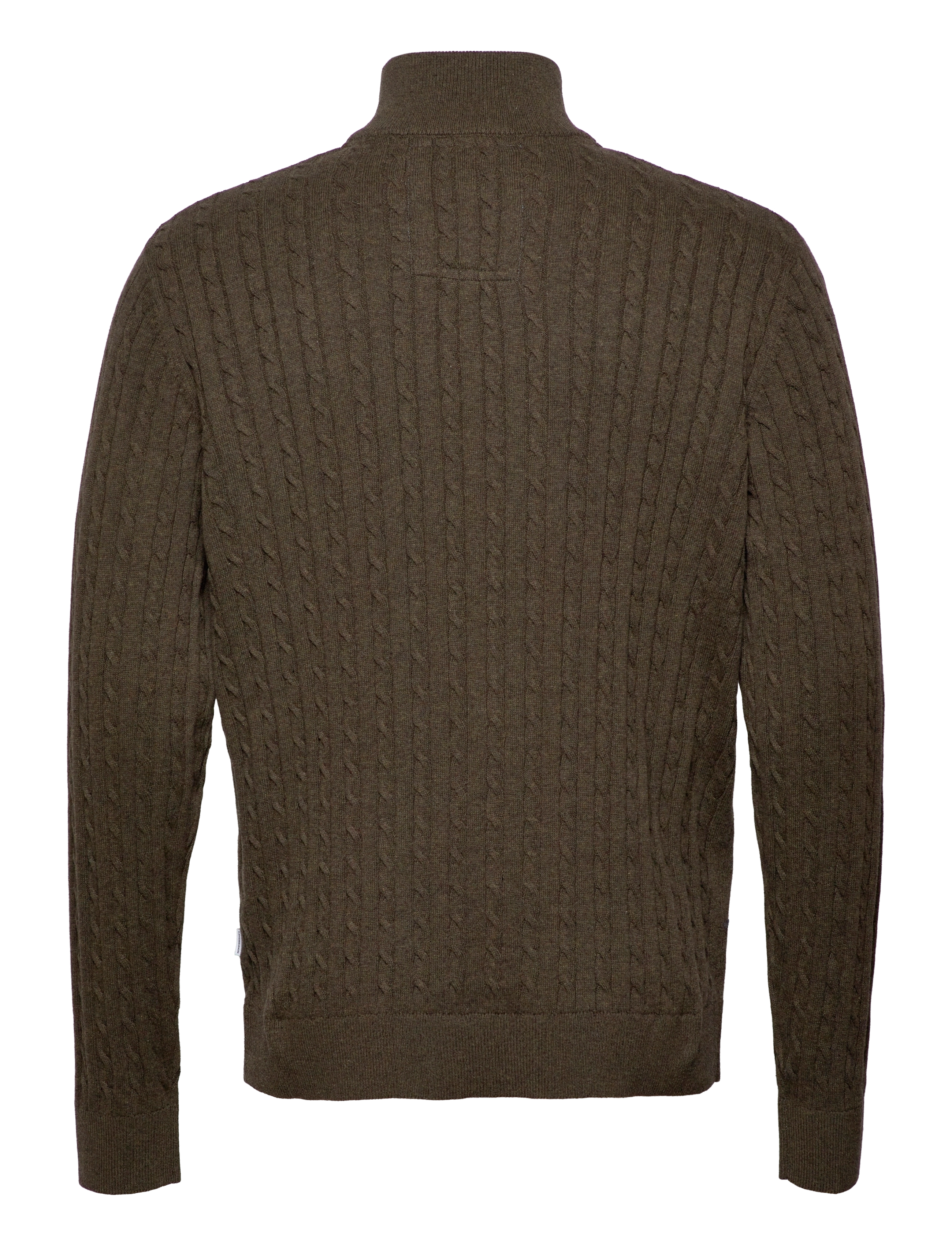 Lindbergh - 1/2 zip cable knit - strik - army mel - 2
