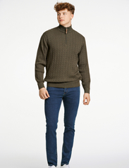 Lindbergh - 1/2 zip cable knit - basic gebreide truien - army mel - 4