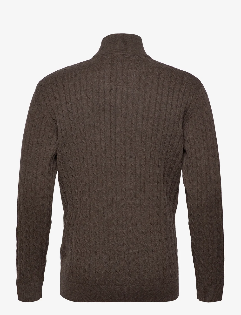 Lindbergh - 1/2 zip cable knit - half zip jumpers - brown mel - 2