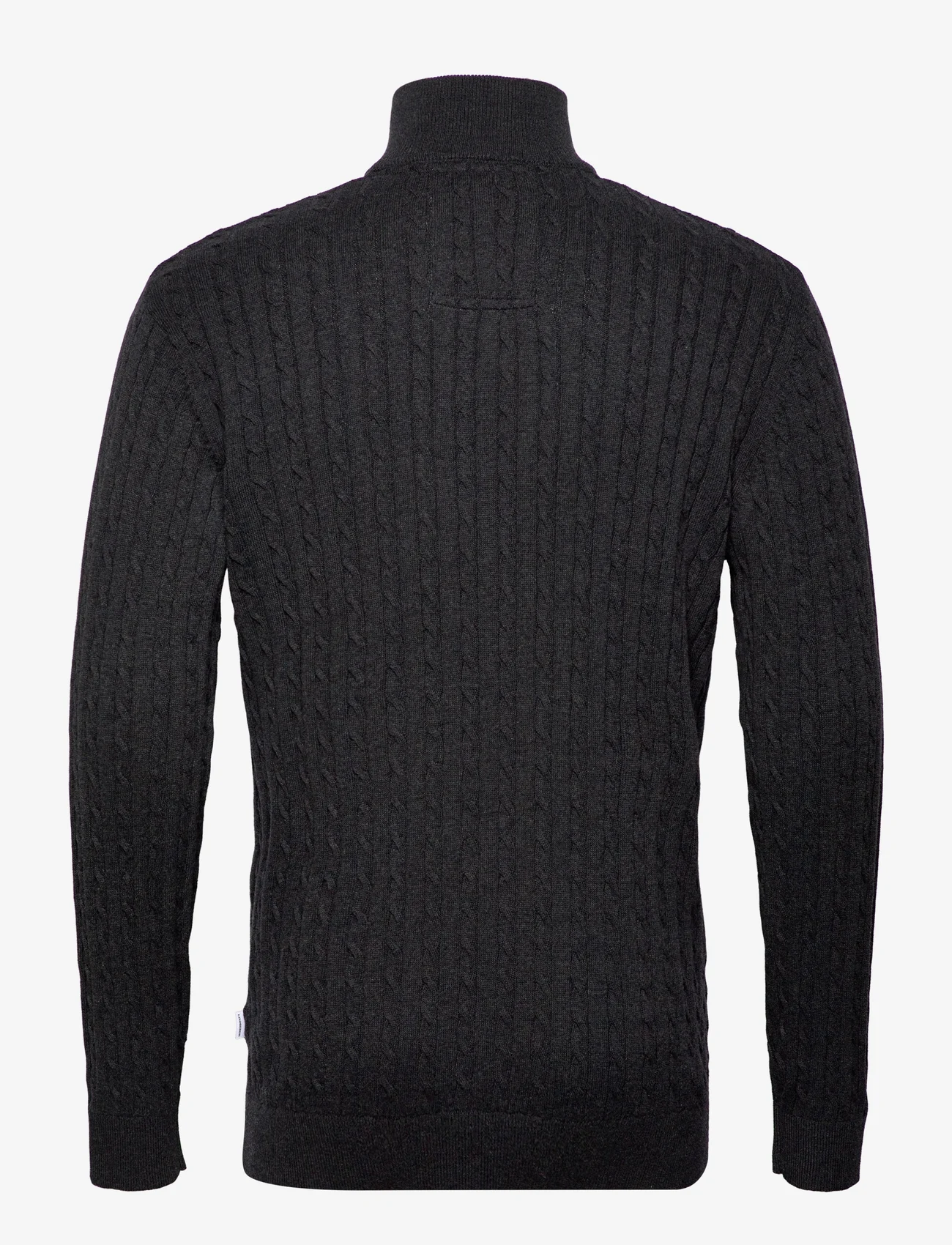 Lindbergh - 1/2 zip cable knit - basic-strickmode - charcoal mel - 1