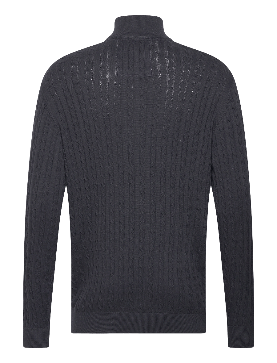Lindbergh - 1/2 zip cable knit - half zip jumpers - navy - 2