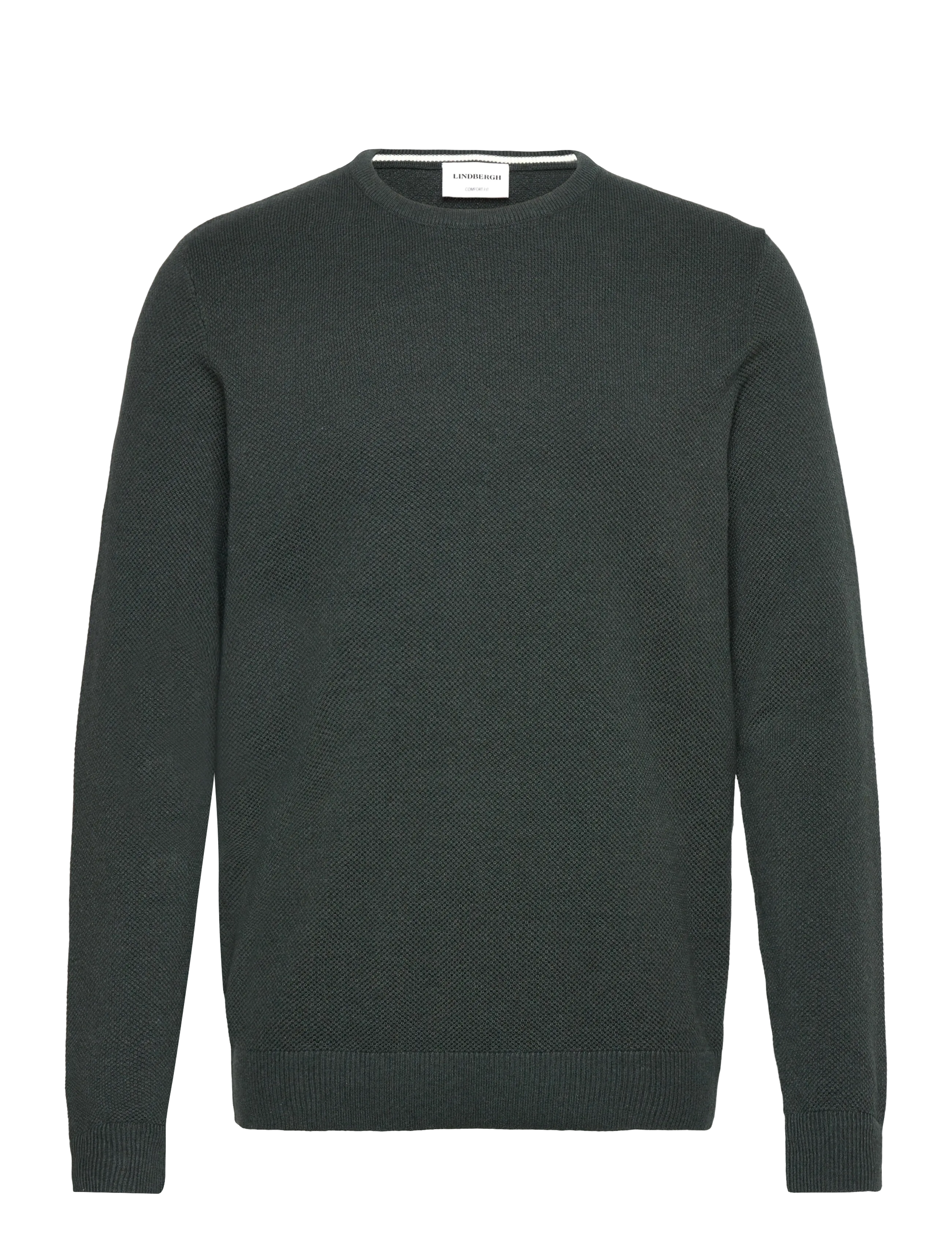 Lindbergh Structure o-neck knit - Rundhalsad - DUSTY GREEN MEL / green