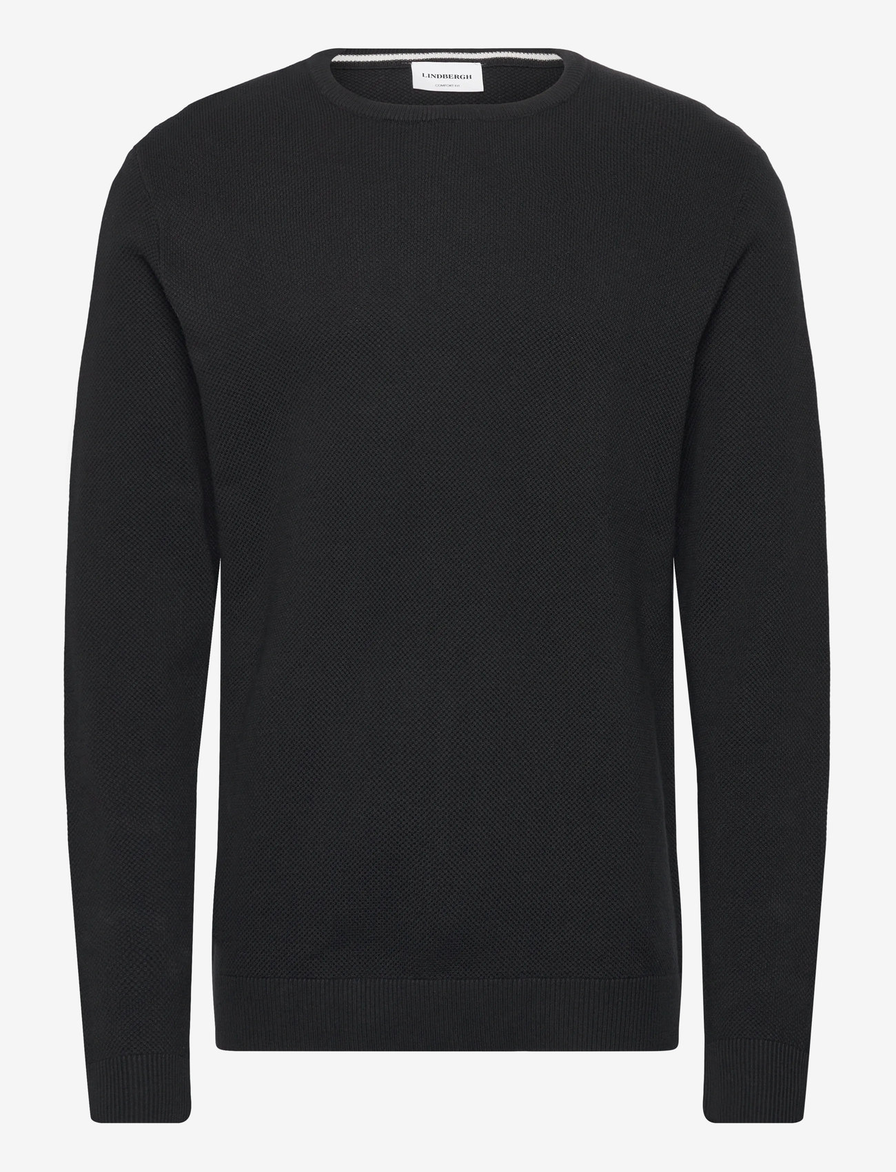 Lindbergh - Structure o-neck knit - langærmede t-shirts - black - 0