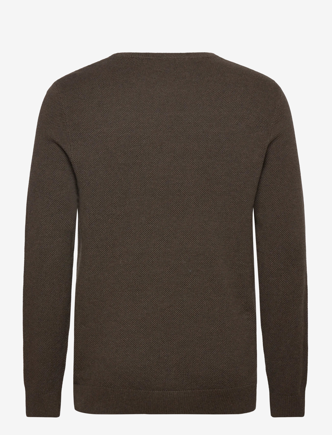 Lindbergh - Structure o-neck knit - langærmede t-shirts - dk brown mel - 1