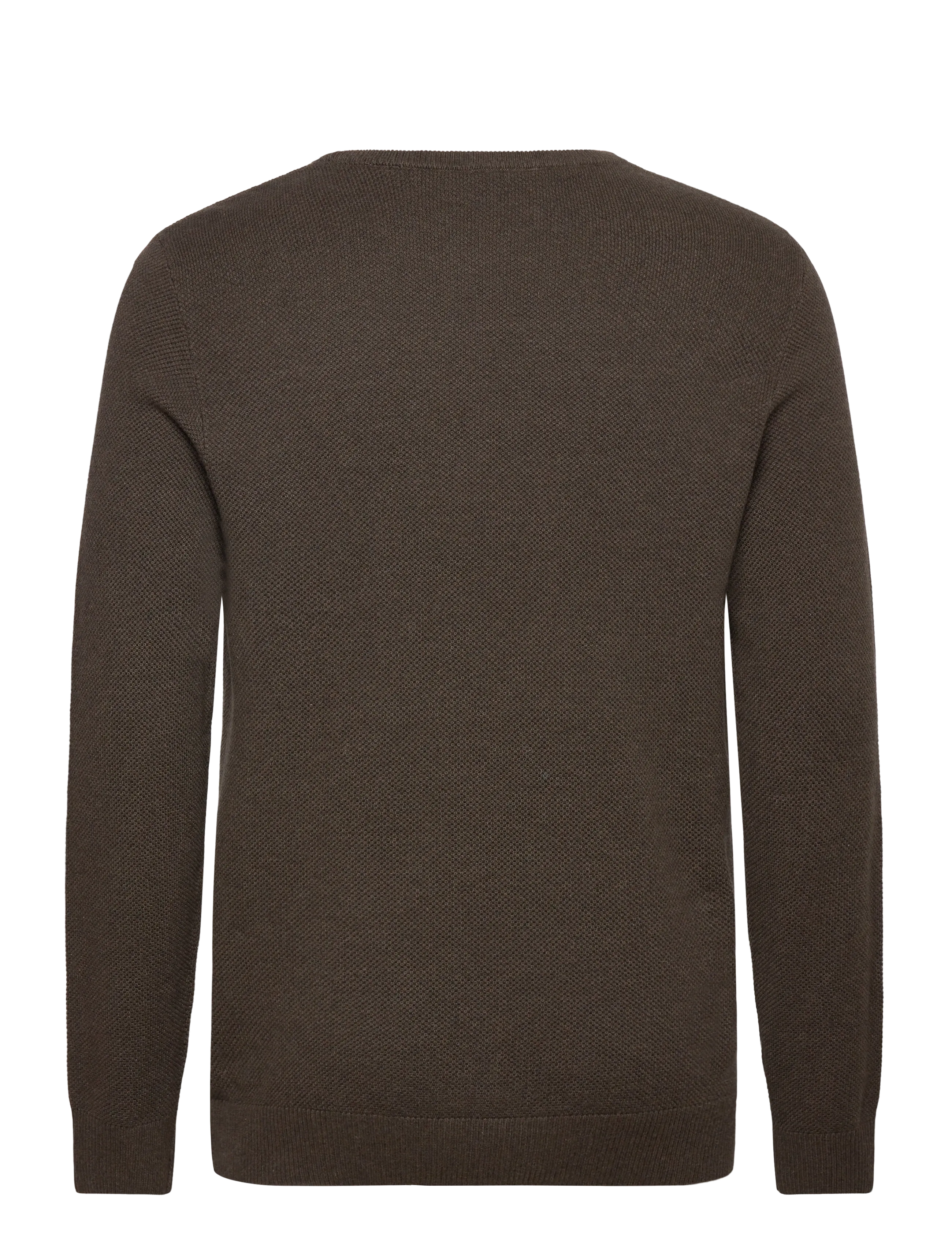 Lindbergh - Structure o-neck knit - pikkade varrukatega t-särgid - dk brown mel - 1