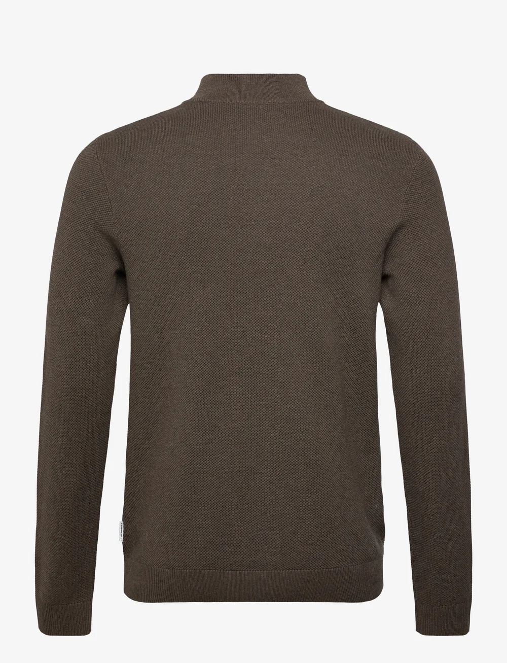 Lindbergh - Structure zip neck knit - halfzip strik - dk brown mel - 1