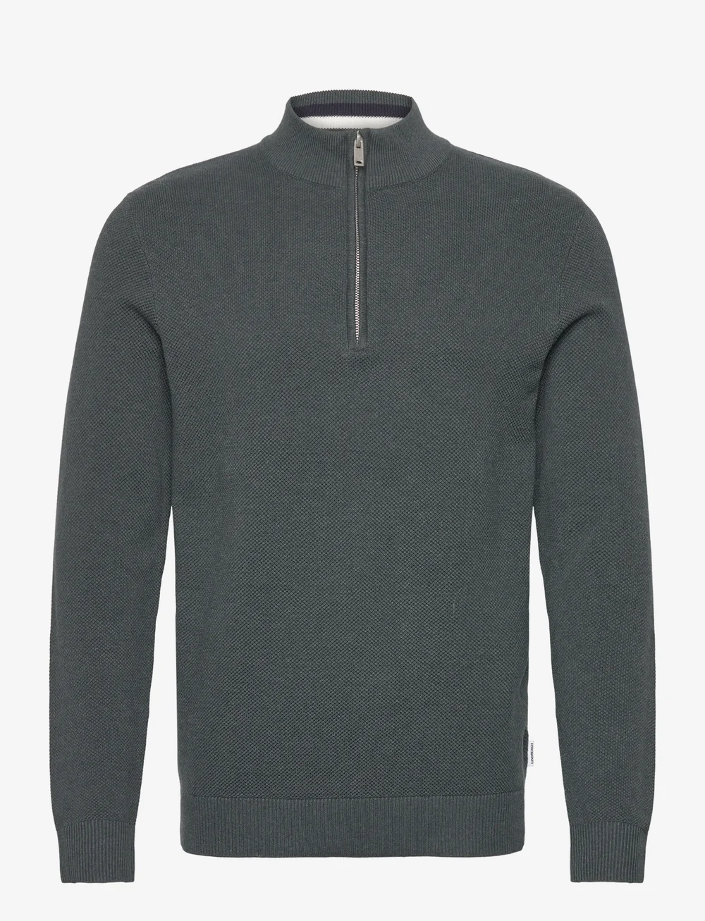 Lindbergh - Structure zip neck knit - halfzip strik - dusty green mel - 0