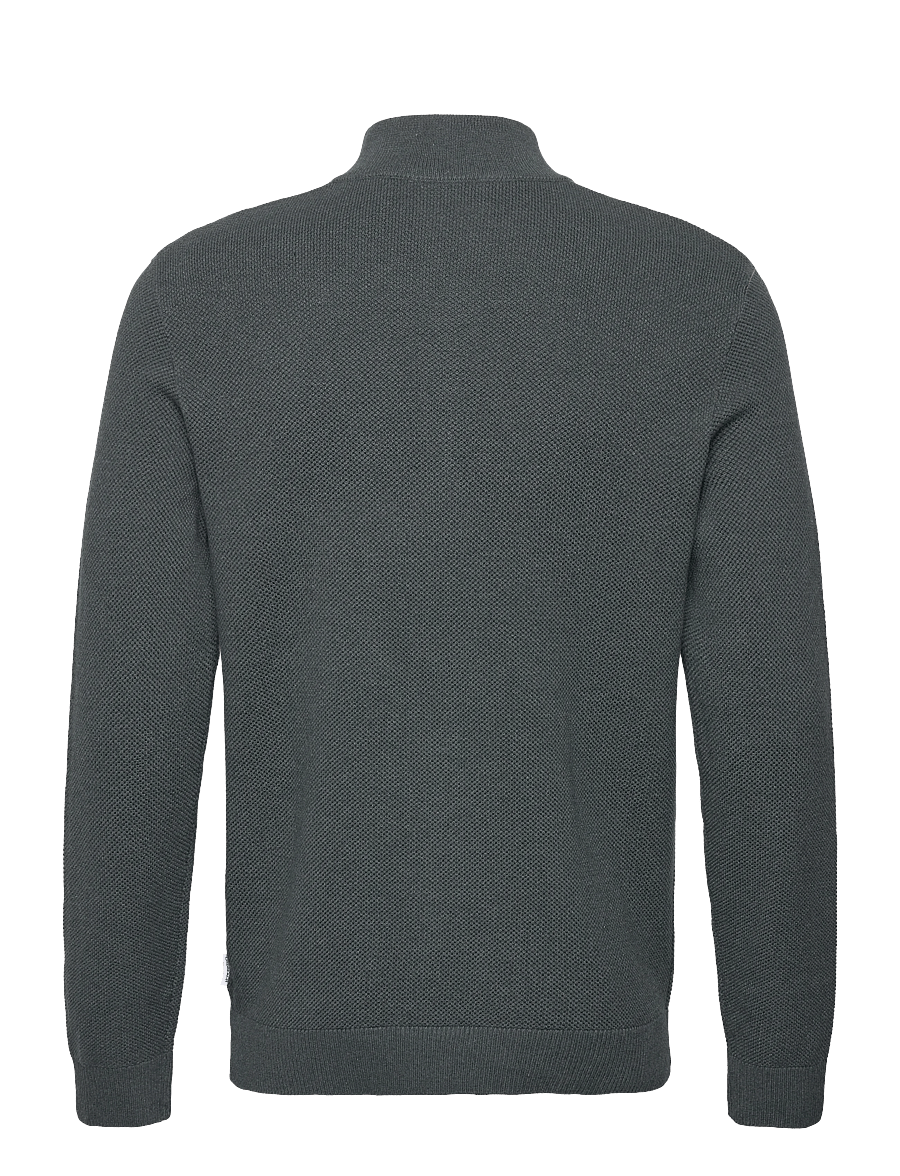 Lindbergh - Structure zip neck knit - pullover mit halbem reißverschluss - dusty green mel - 1