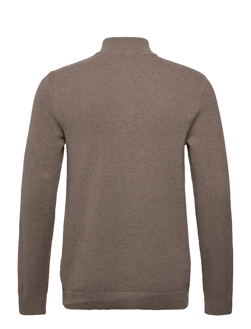 Lindbergh - Structure zip neck knit - pullover mit halbem reißverschluss - dusty sand mel - 1