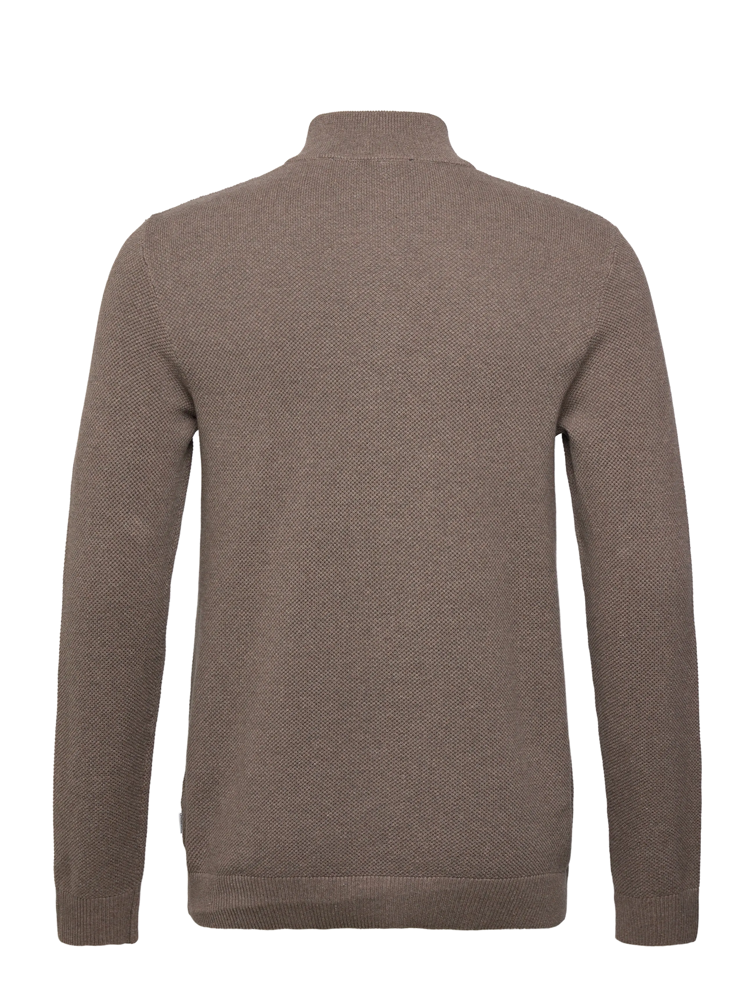 Lindbergh - Structure zip neck knit - half zip jumpers - dusty sand mel - 1