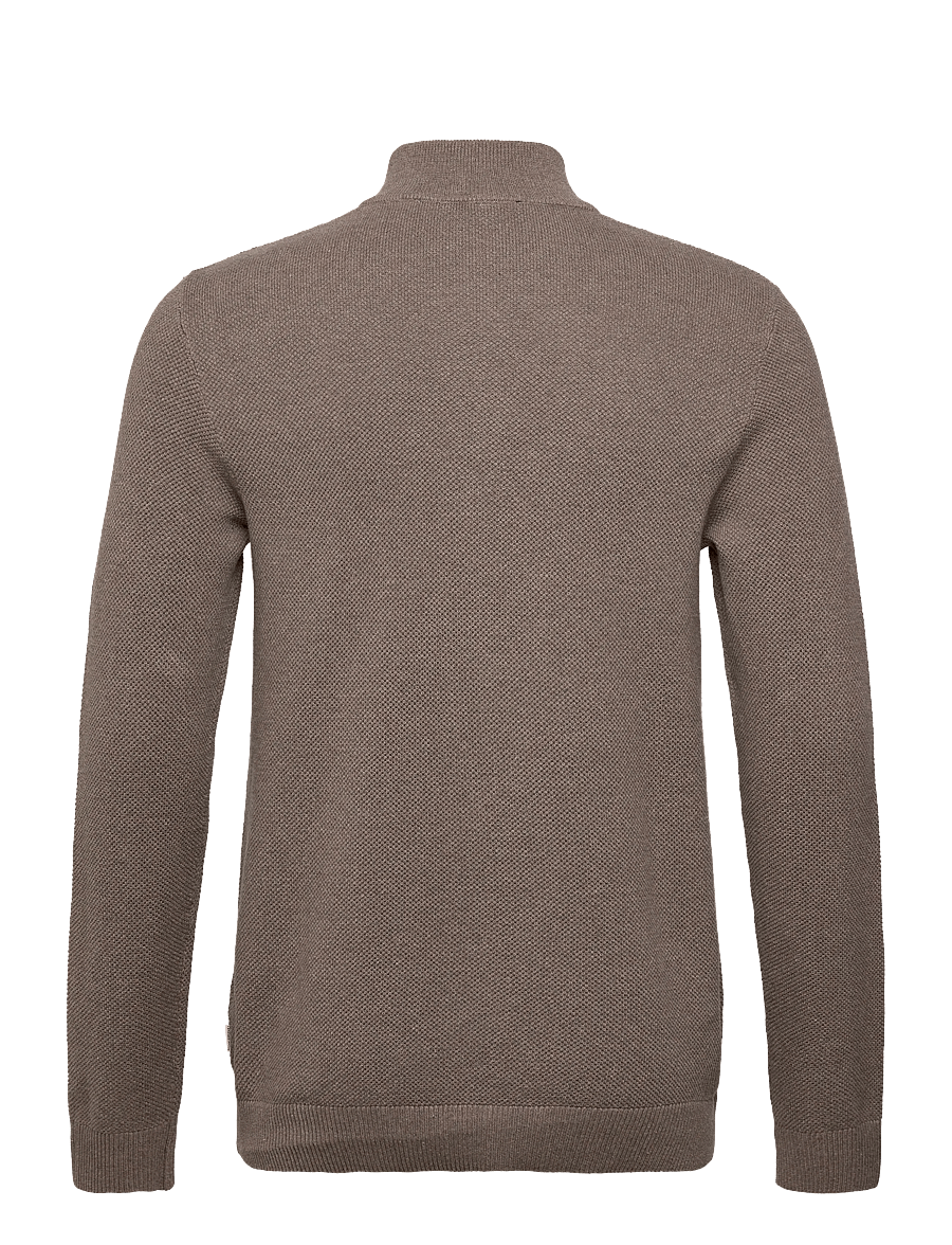 Lindbergh - Structure zip neck knit - pullover mit halbem reißverschluss - dusty sand mel - 1