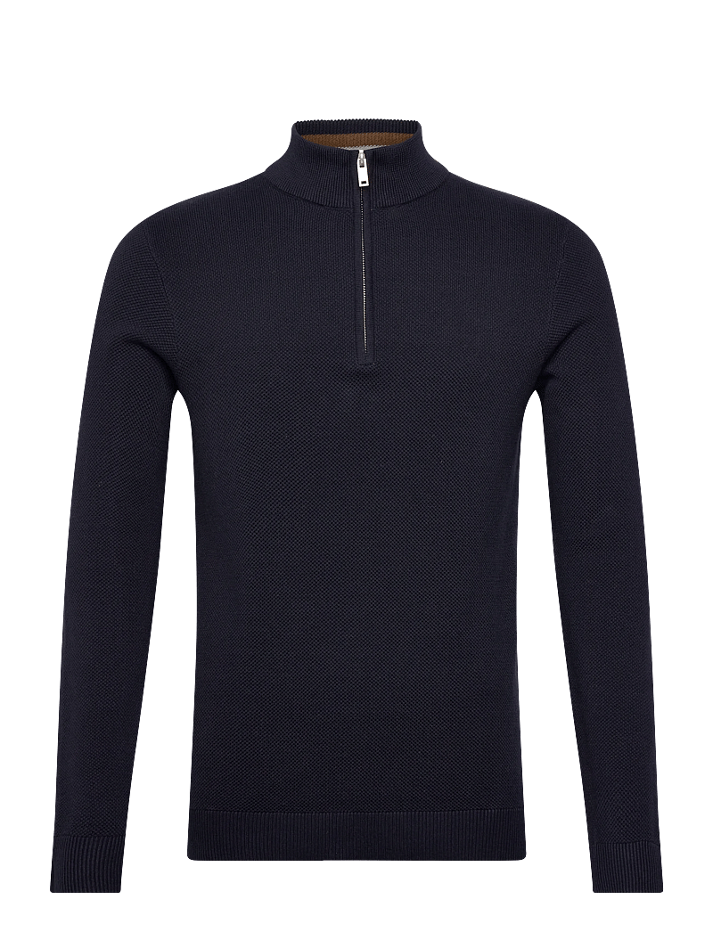 Lindbergh - Structure zip neck knit - pullover mit halbem reißverschluss - navy - 0