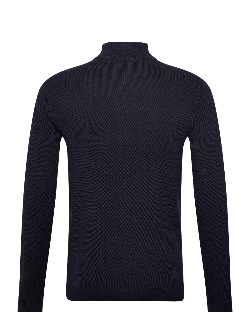Lindbergh - Structure zip neck knit - pullover mit halbem reißverschluss - navy - 1