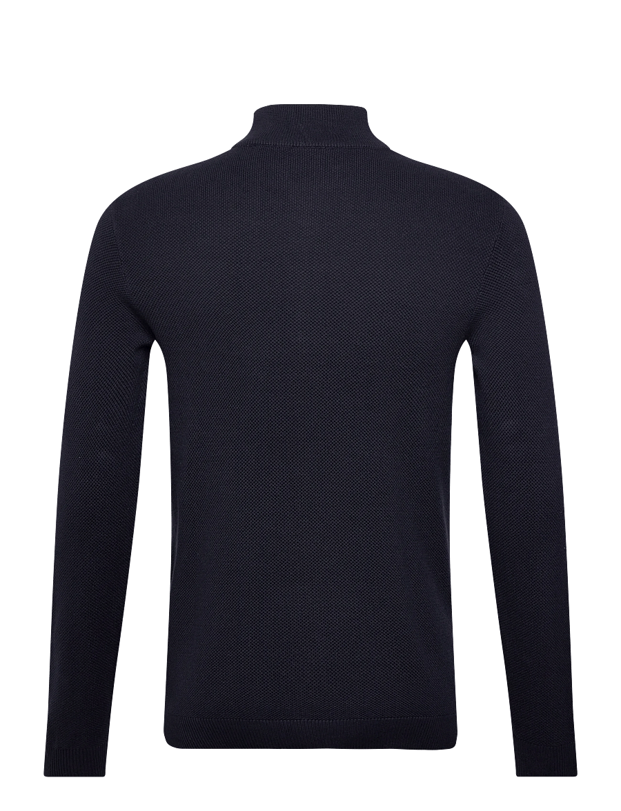 Lindbergh - Structure zip neck knit - pullover mit halbem reißverschluss - navy - 1