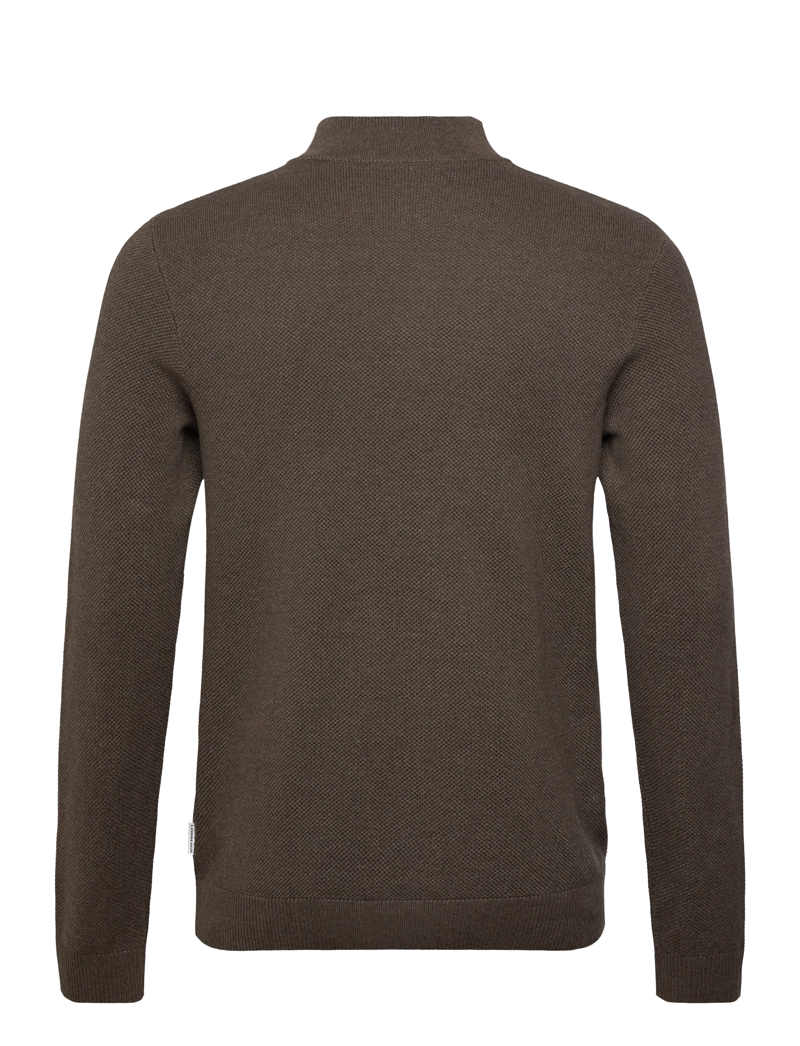 Lindbergh - Structure zip neck knit - polokrage - dk brown mel - 1