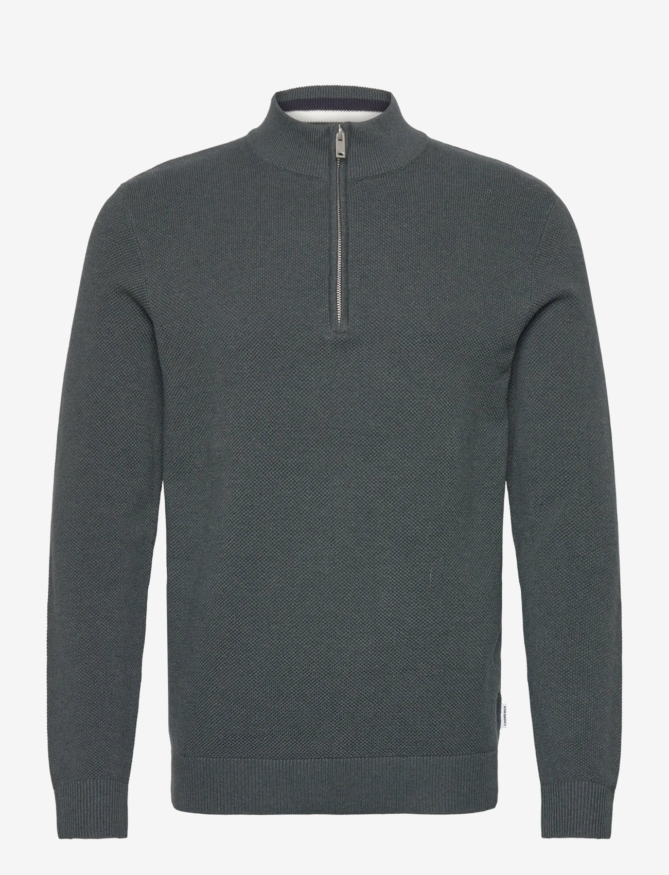 Lindbergh - Structure zip neck knit - rullekraver - dusty green mel - 0