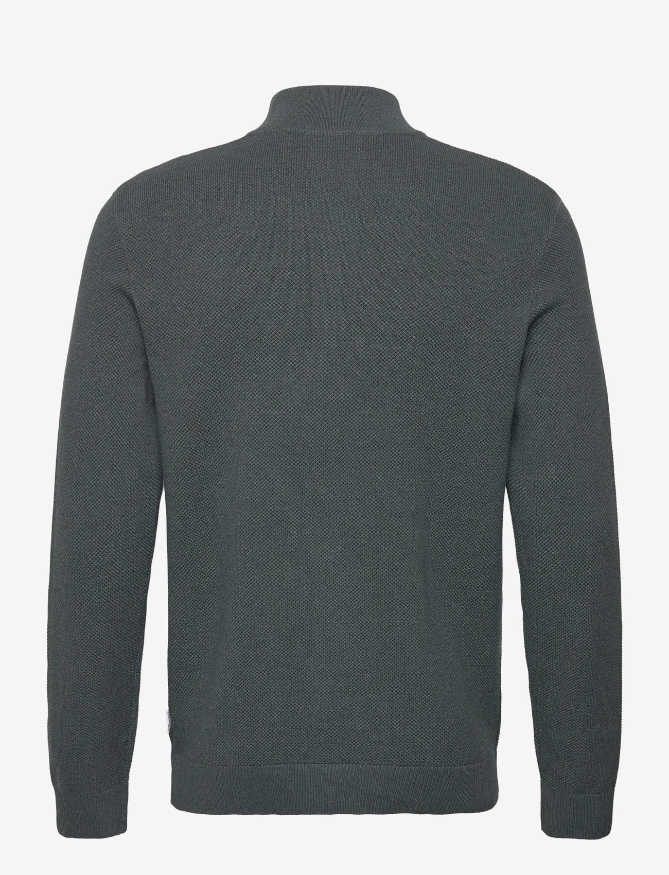 Lindbergh - Structure zip neck knit - rullekraver - dusty green mel - 1