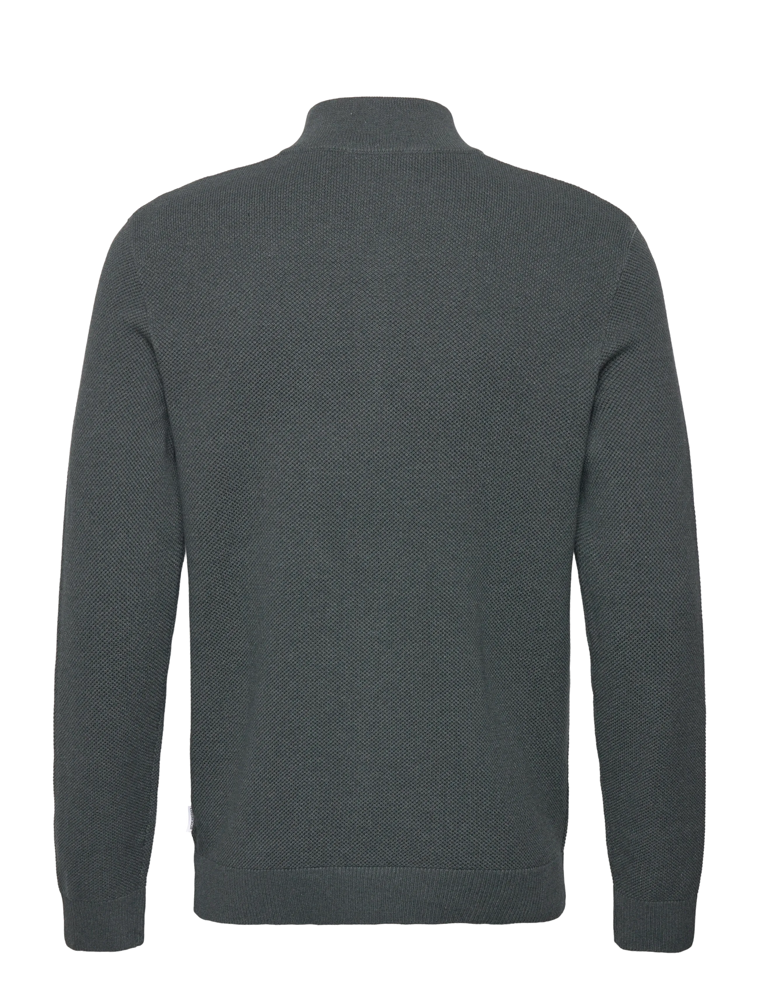 Lindbergh - Structure zip neck knit - turtlenecks - dusty green mel - 1